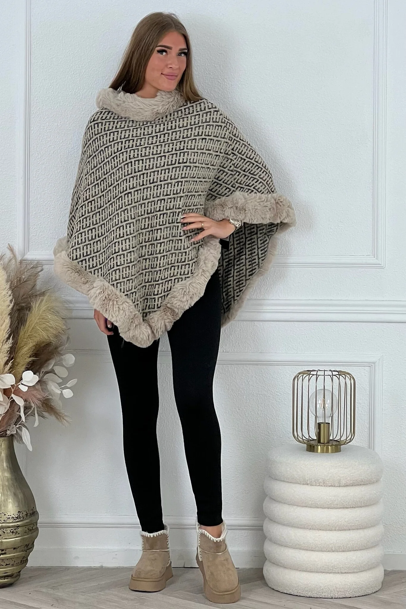 Small Maze Poncho -  Beige