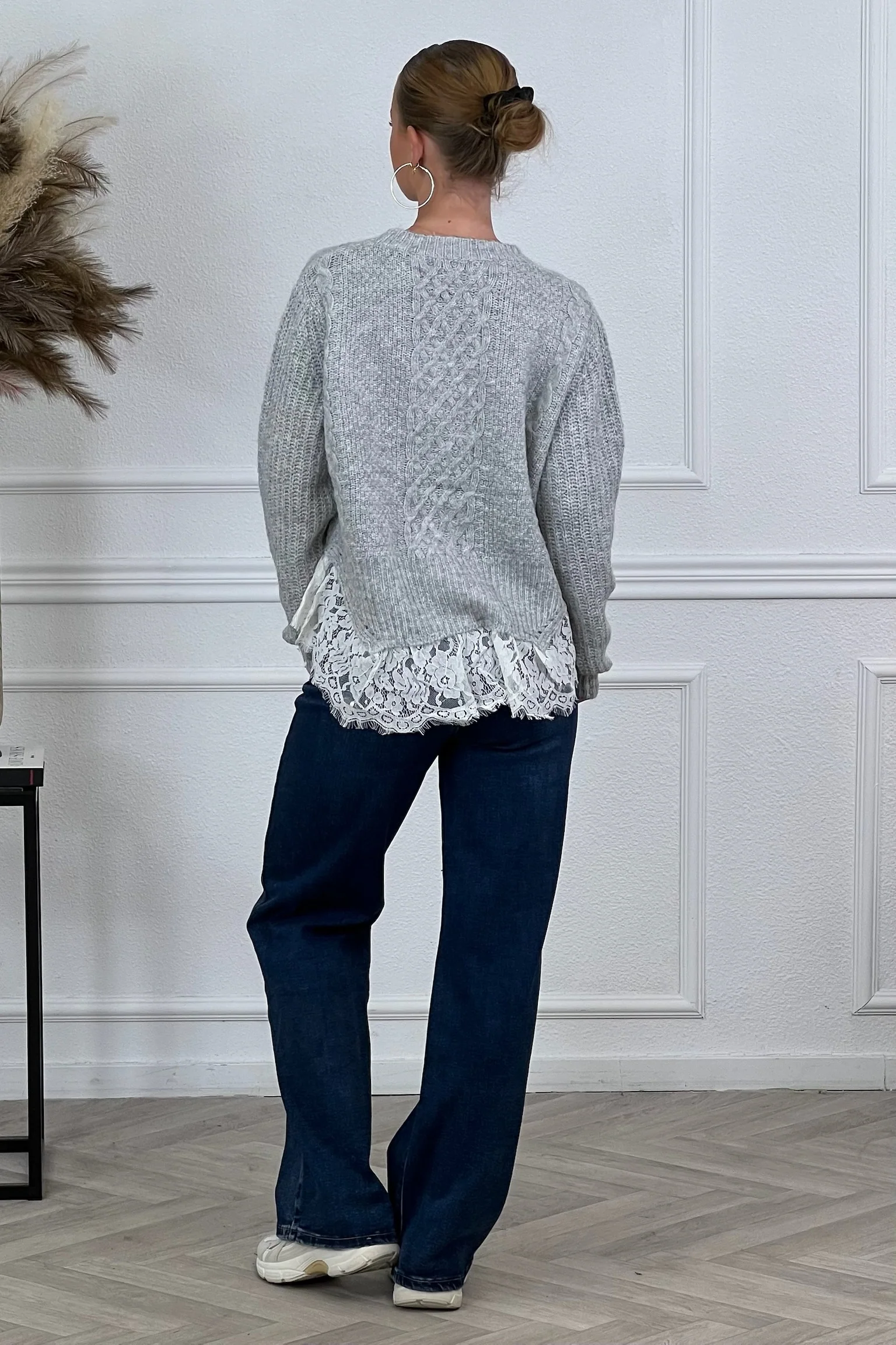 Sofie Lace Sweater - Grey - Image 5