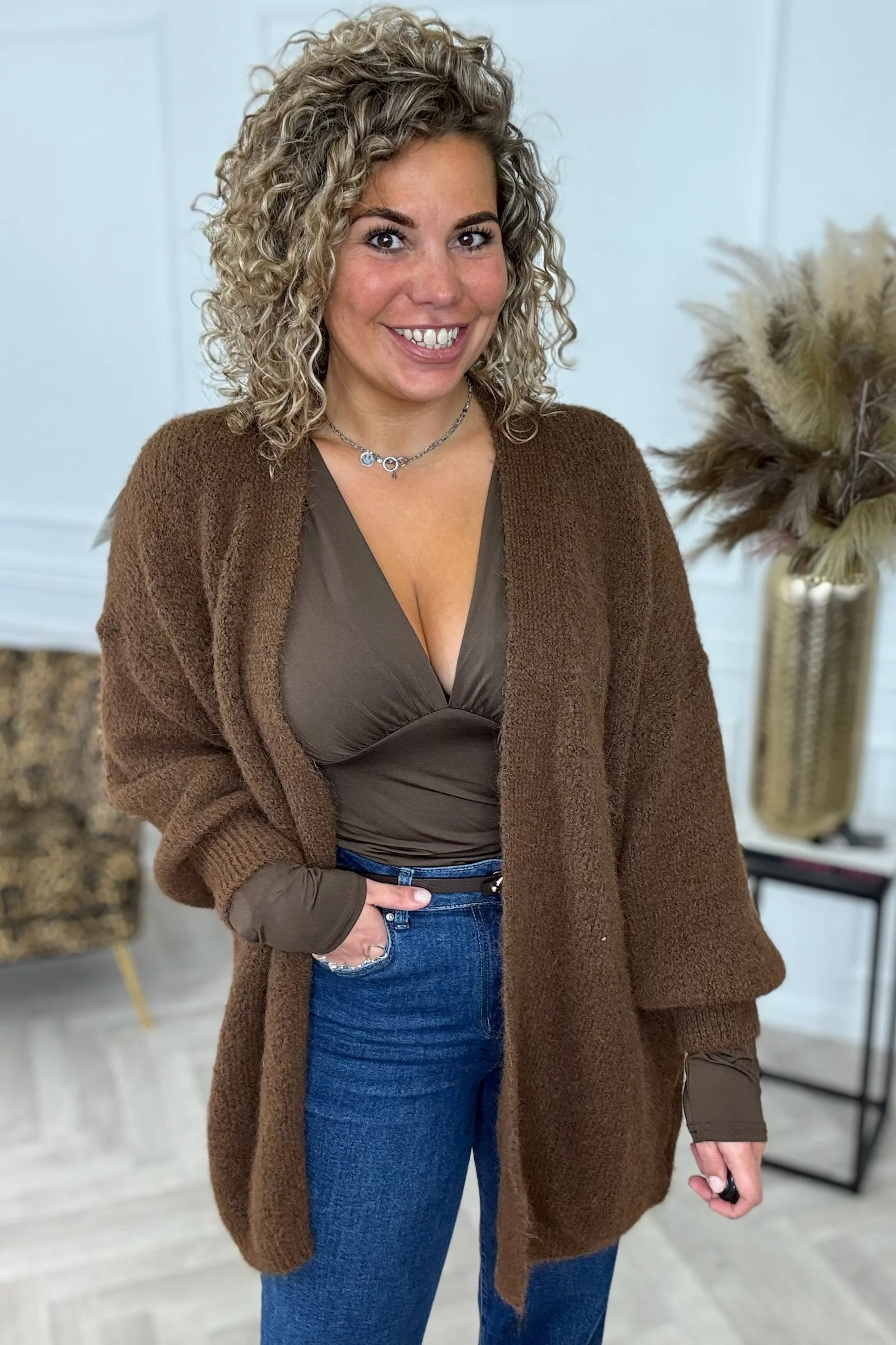 Soft Knitted Vest - Brown