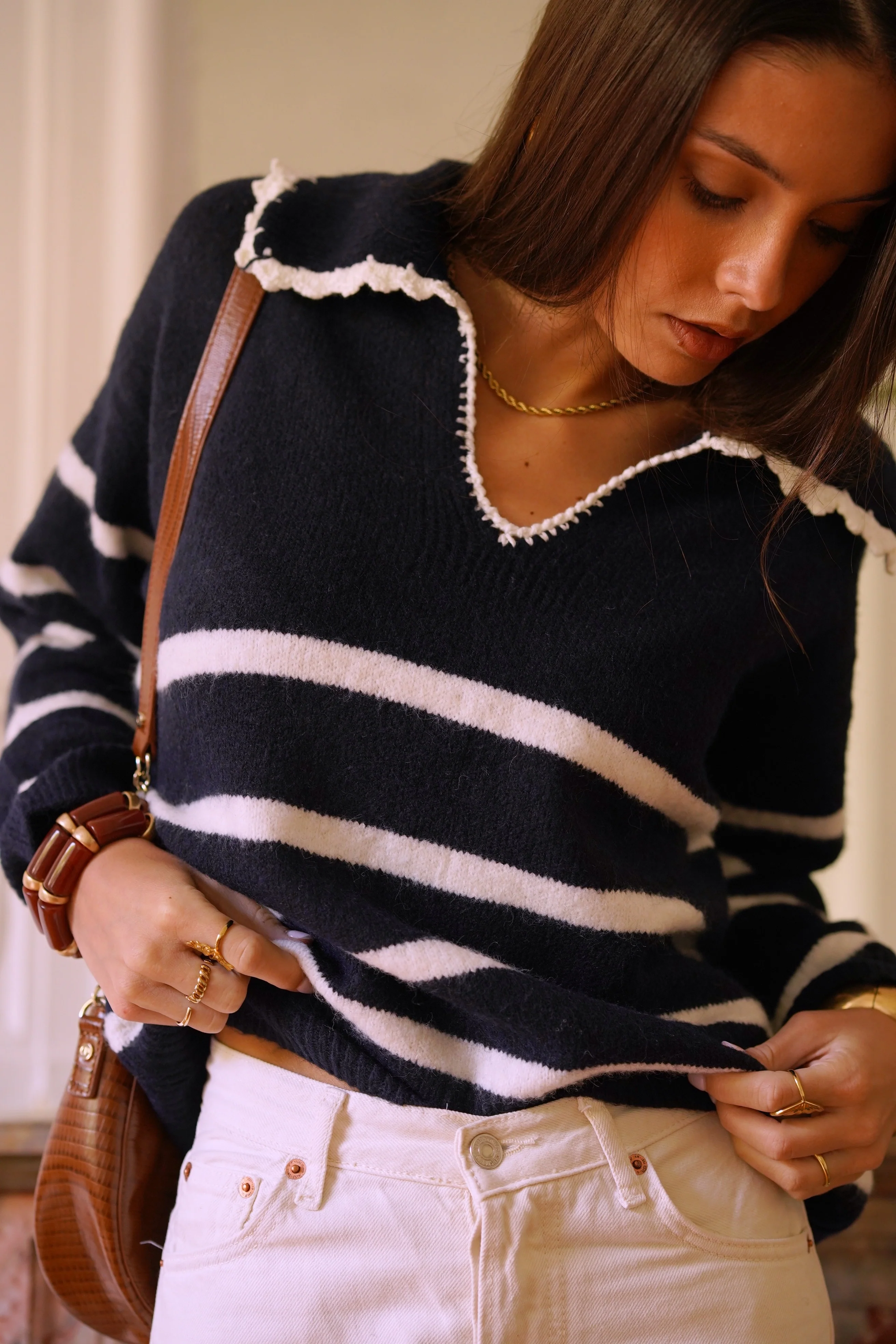 Solange Striped Sweater - Navy/White - Image 10