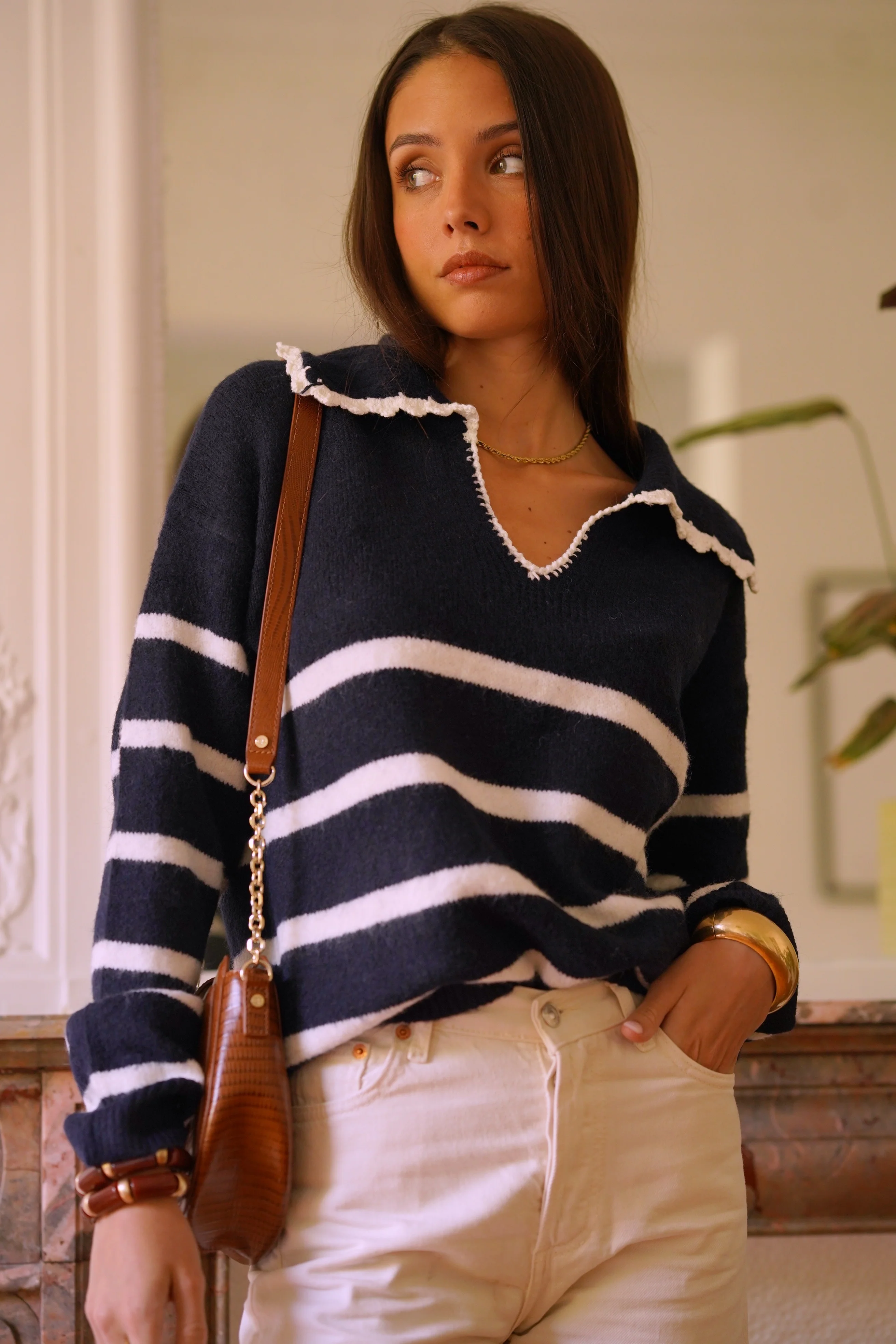 Solange Striped Sweater - Navy/White - Image 16