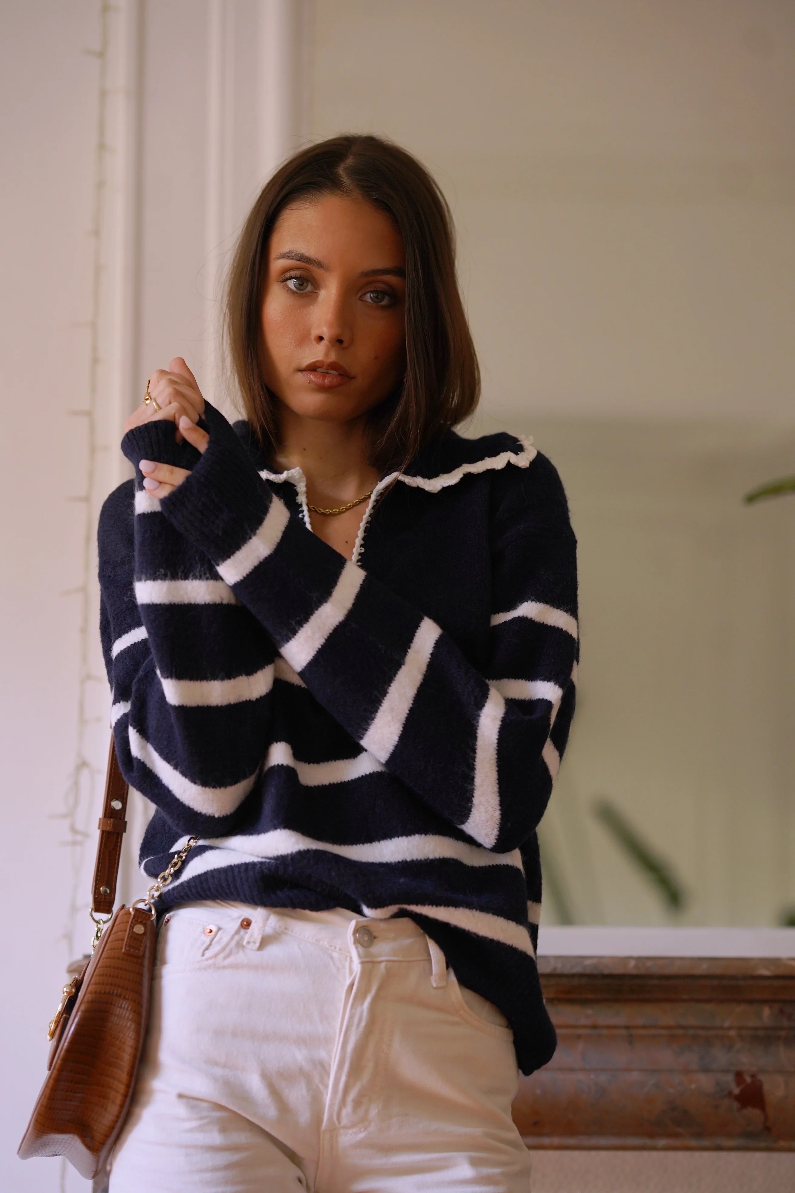 Solange Striped Sweater - Navy/White - Image 3