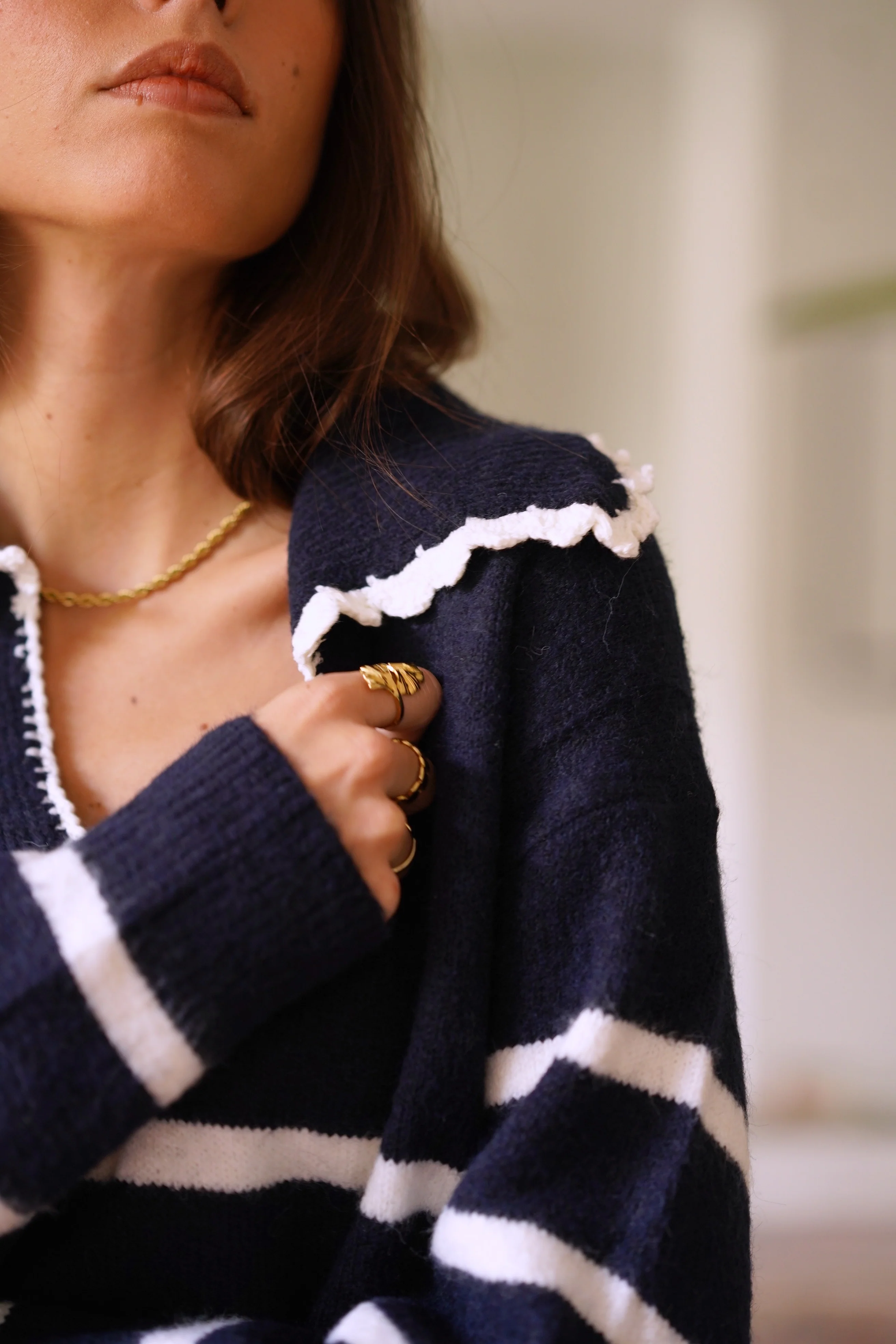 Solange Striped Sweater - Navy/White - Image 6