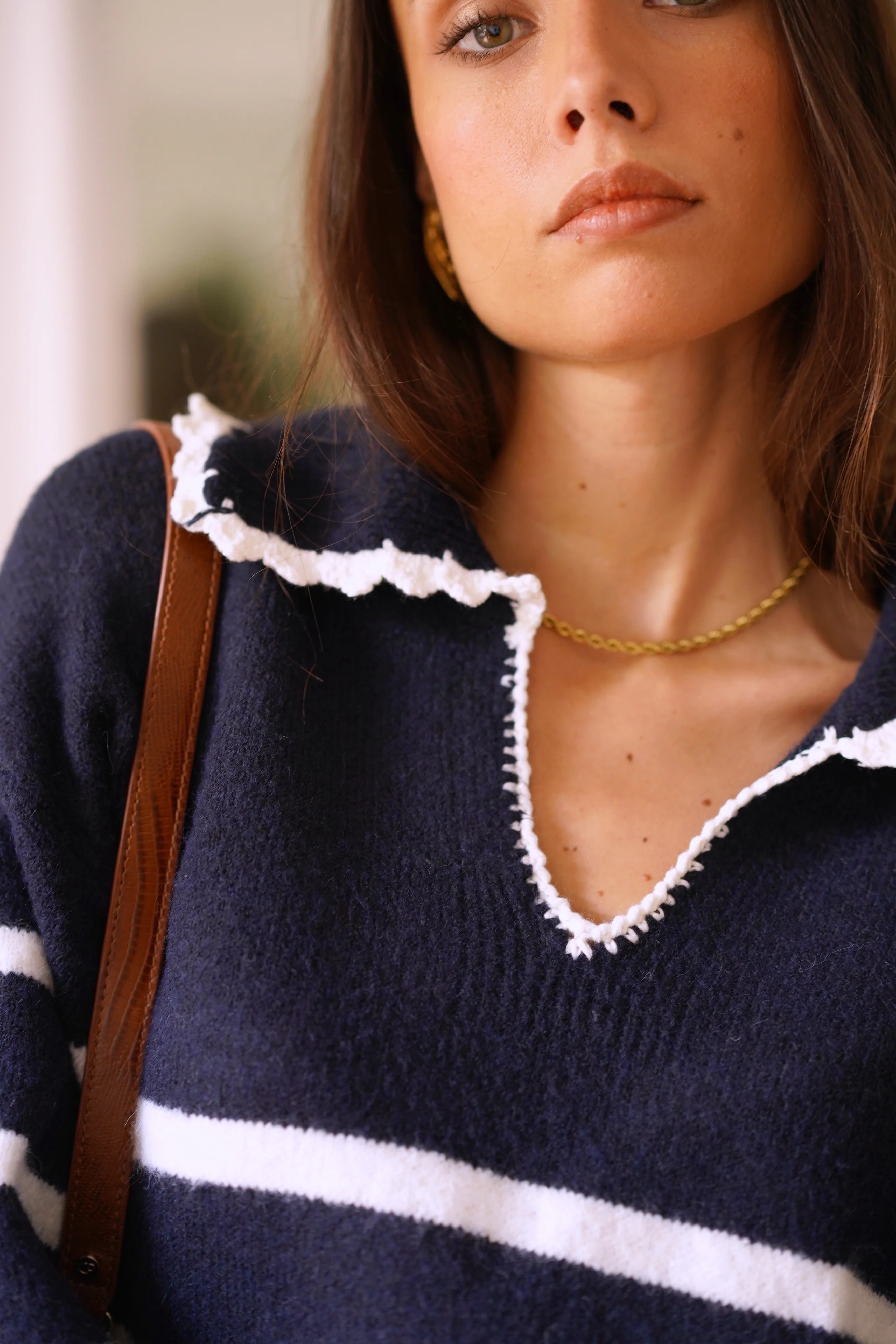 Solange Striped Sweater - Navy/White - Image 7
