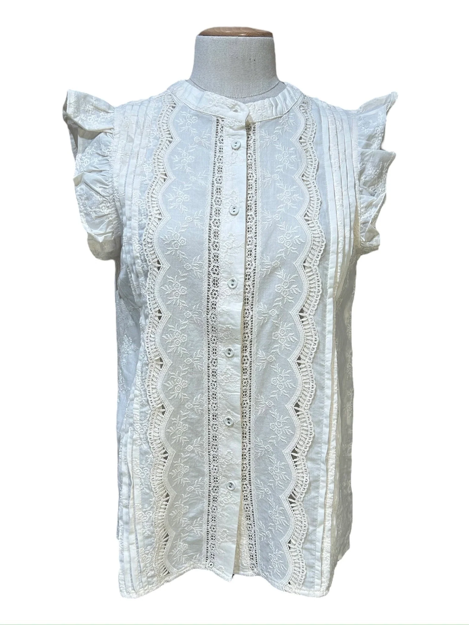 Solène Embroidered Blouse - Beige - Image 3