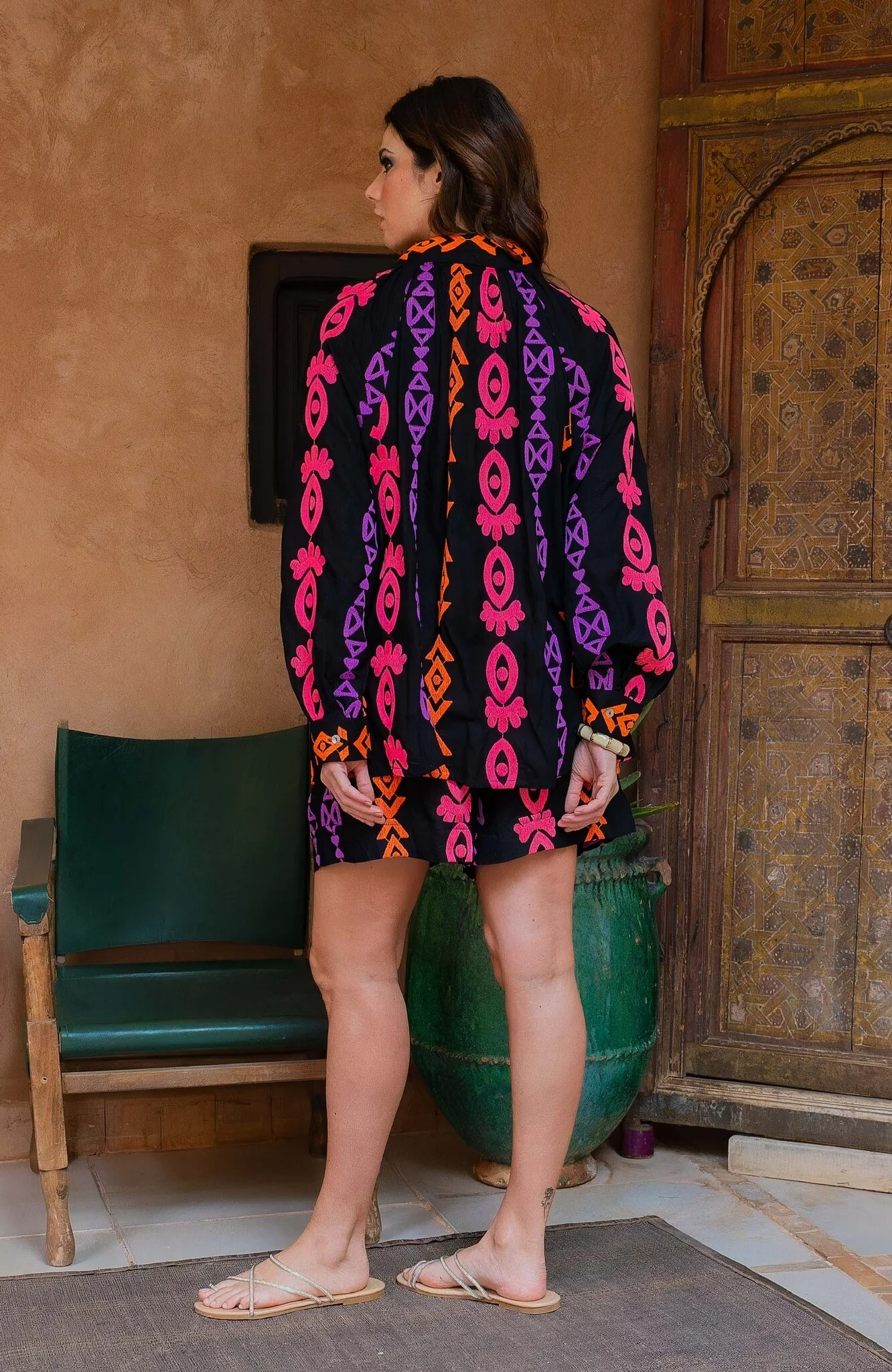 Spot Embroidered Blouse - Black - Image 3
