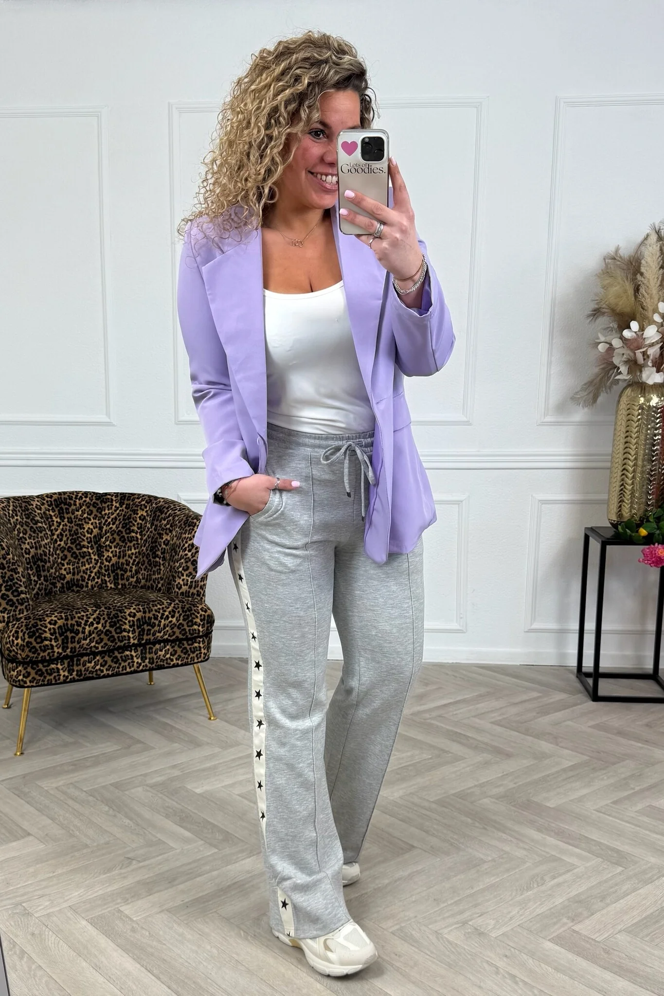 Star Jogging Pants - Light Grey