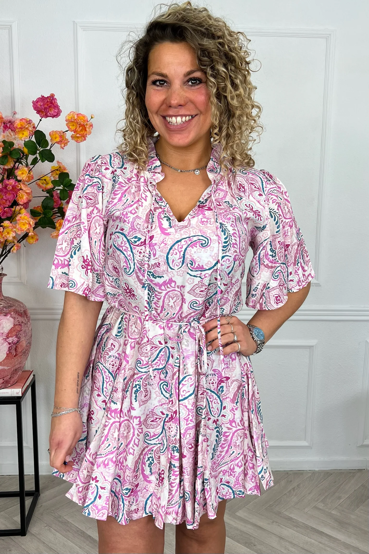 Stella Ruffle Dress - Pink