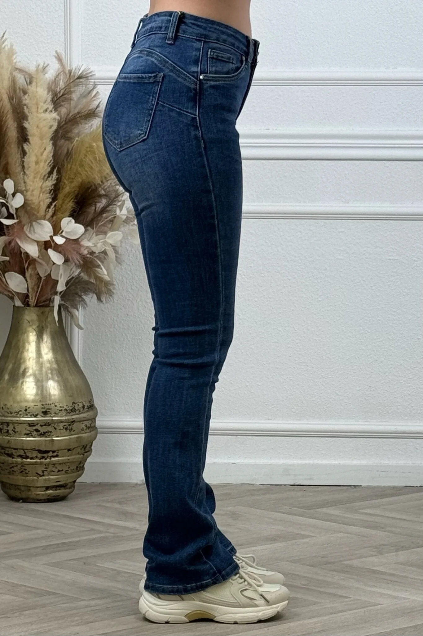 Straight Flared Jeans - Dark Blue - Image 3