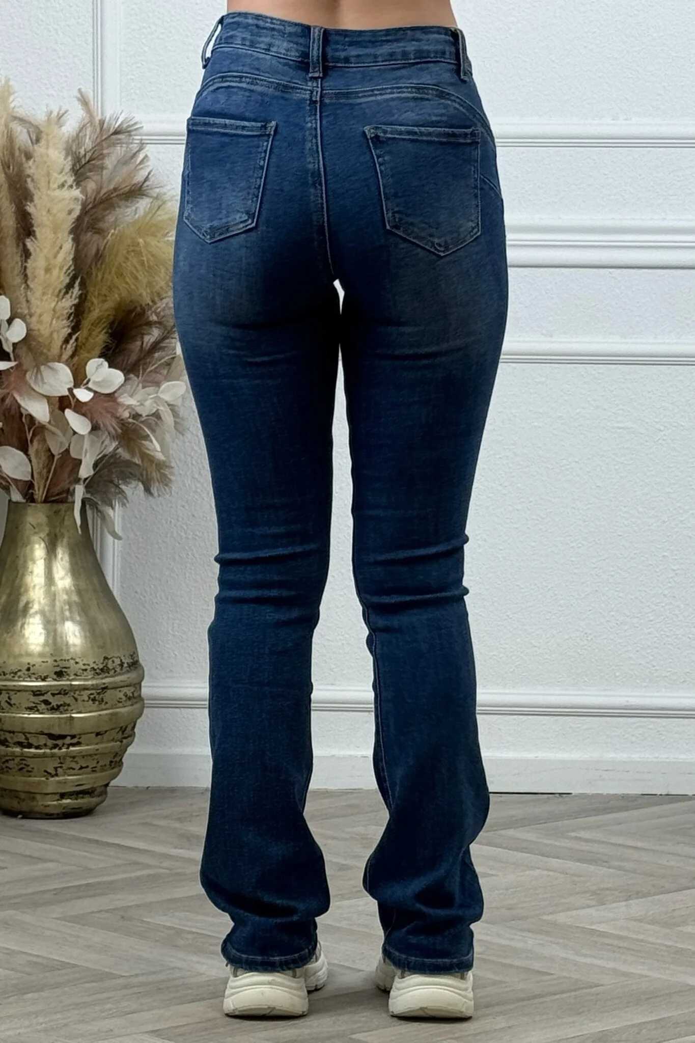 Straight Flared Jeans - Dark Blue - Image 4