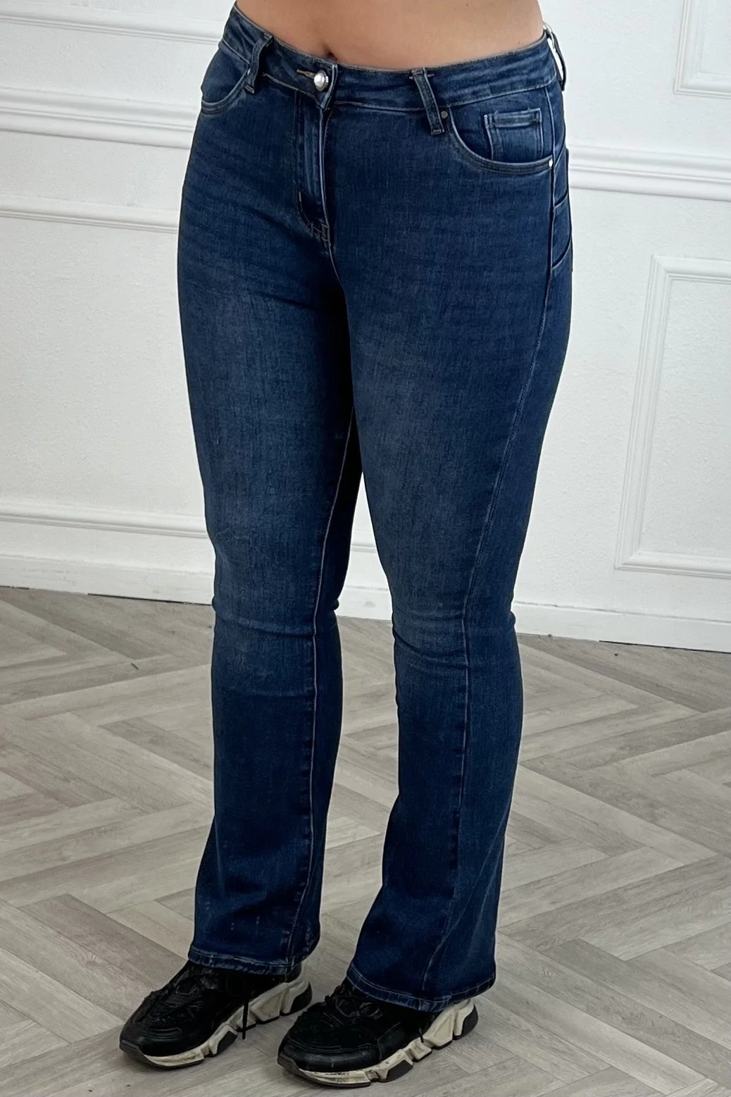 Straight Flared Jeans - Dark Blue - Image 5