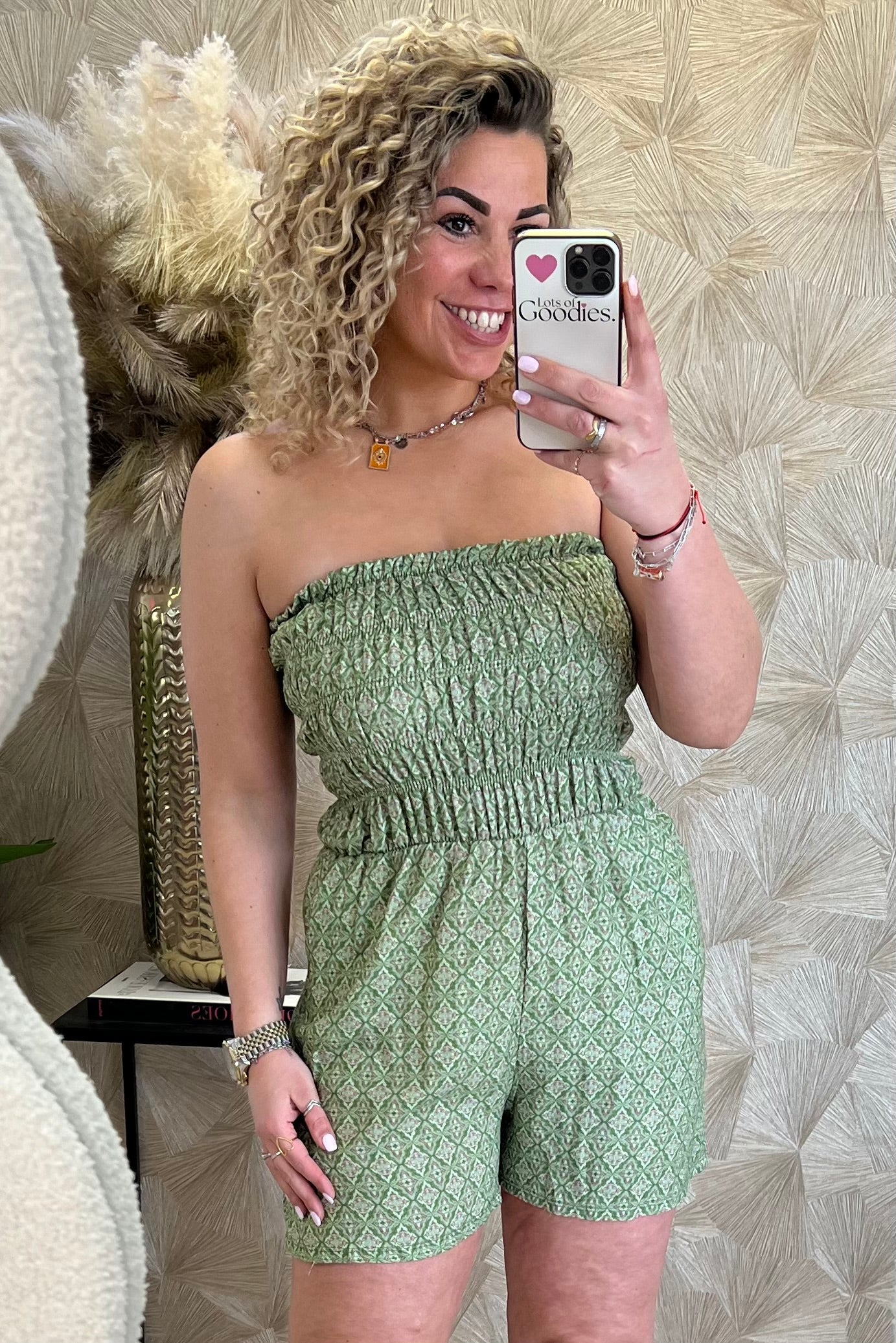 Strapless Summer Diamond Jumpsuit - Armygreen