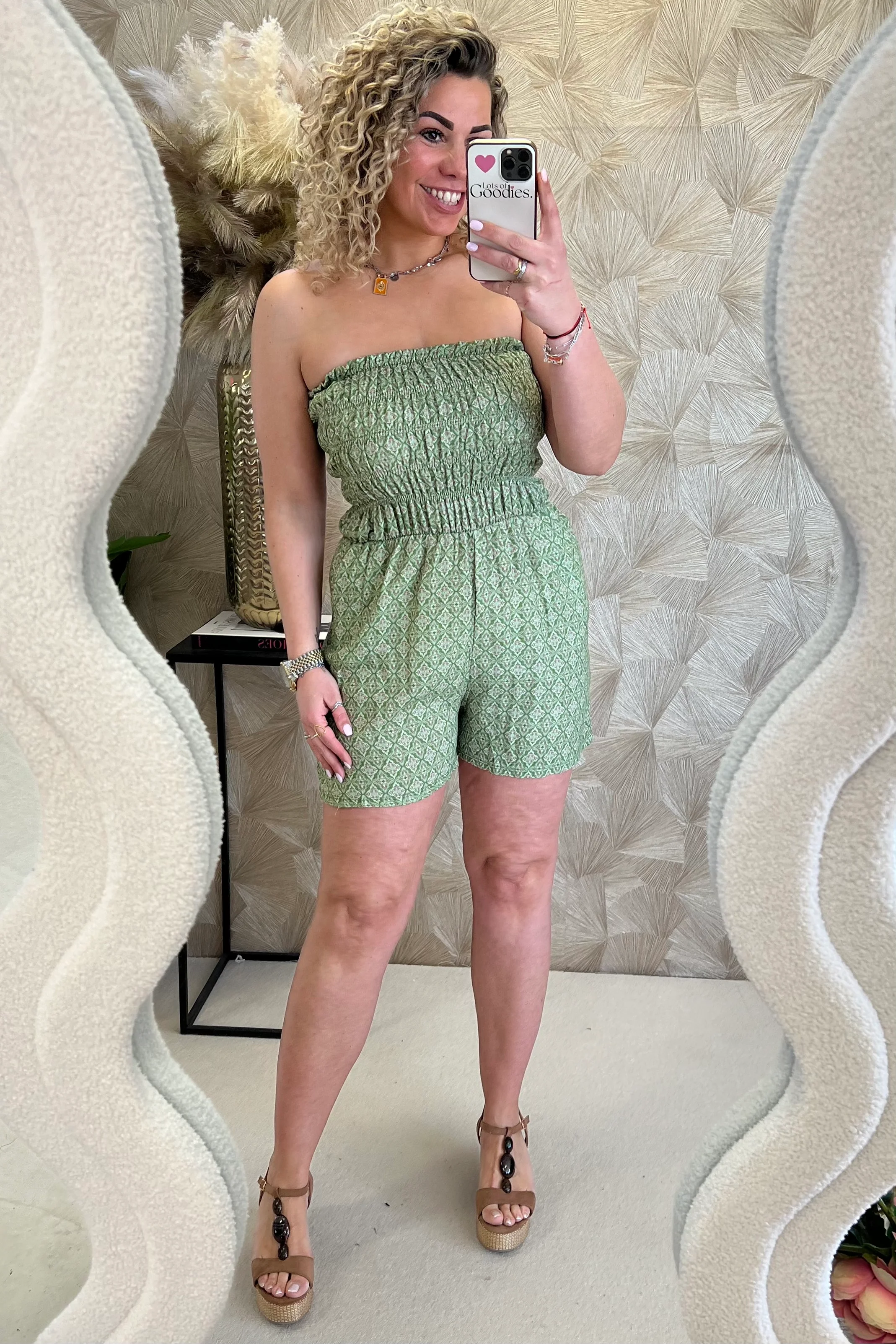 Strapless Summer Diamond Jumpsuit - Armygreen - Image 3