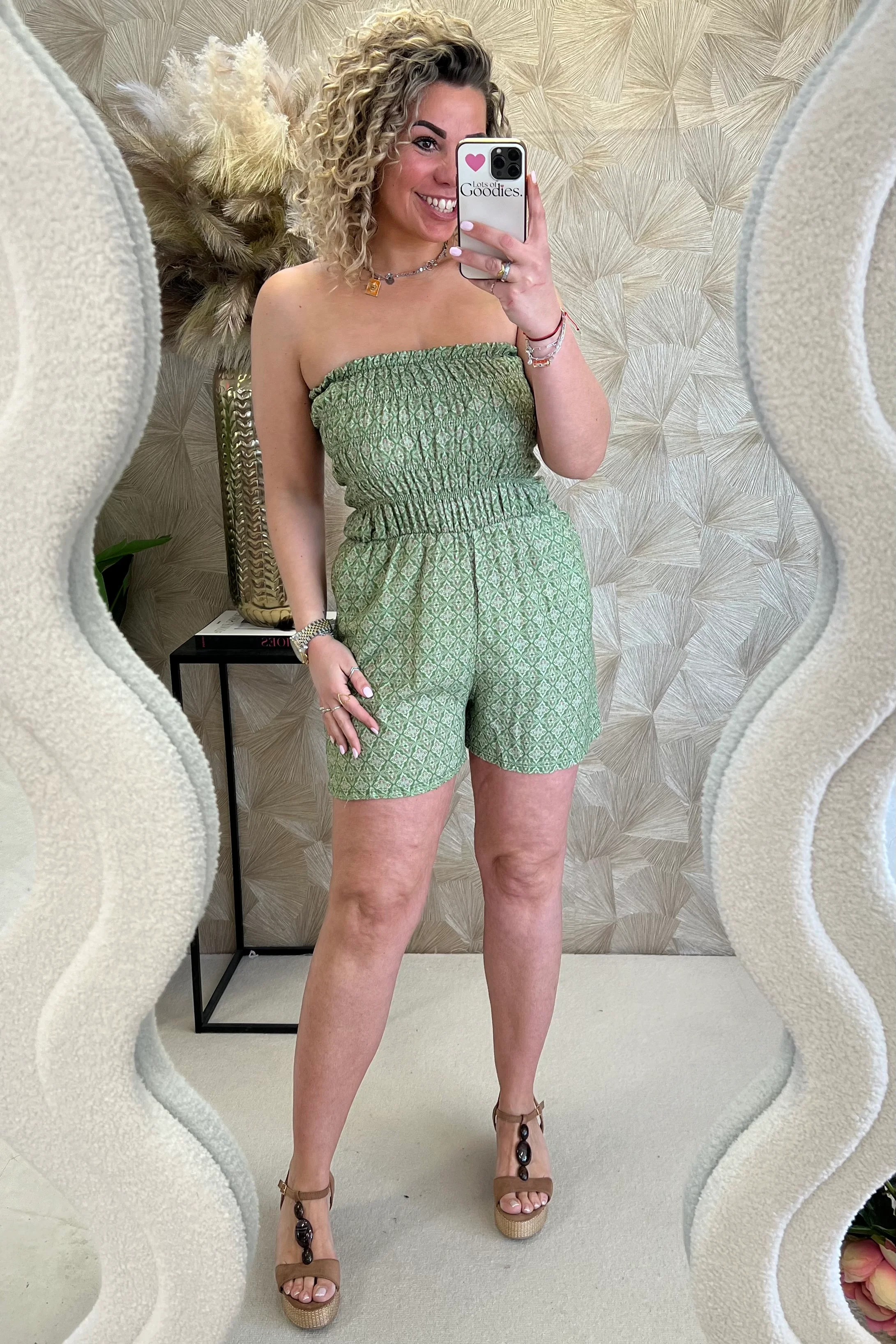 Strapless Summer Diamond Jumpsuit - Armygreen - Image 5