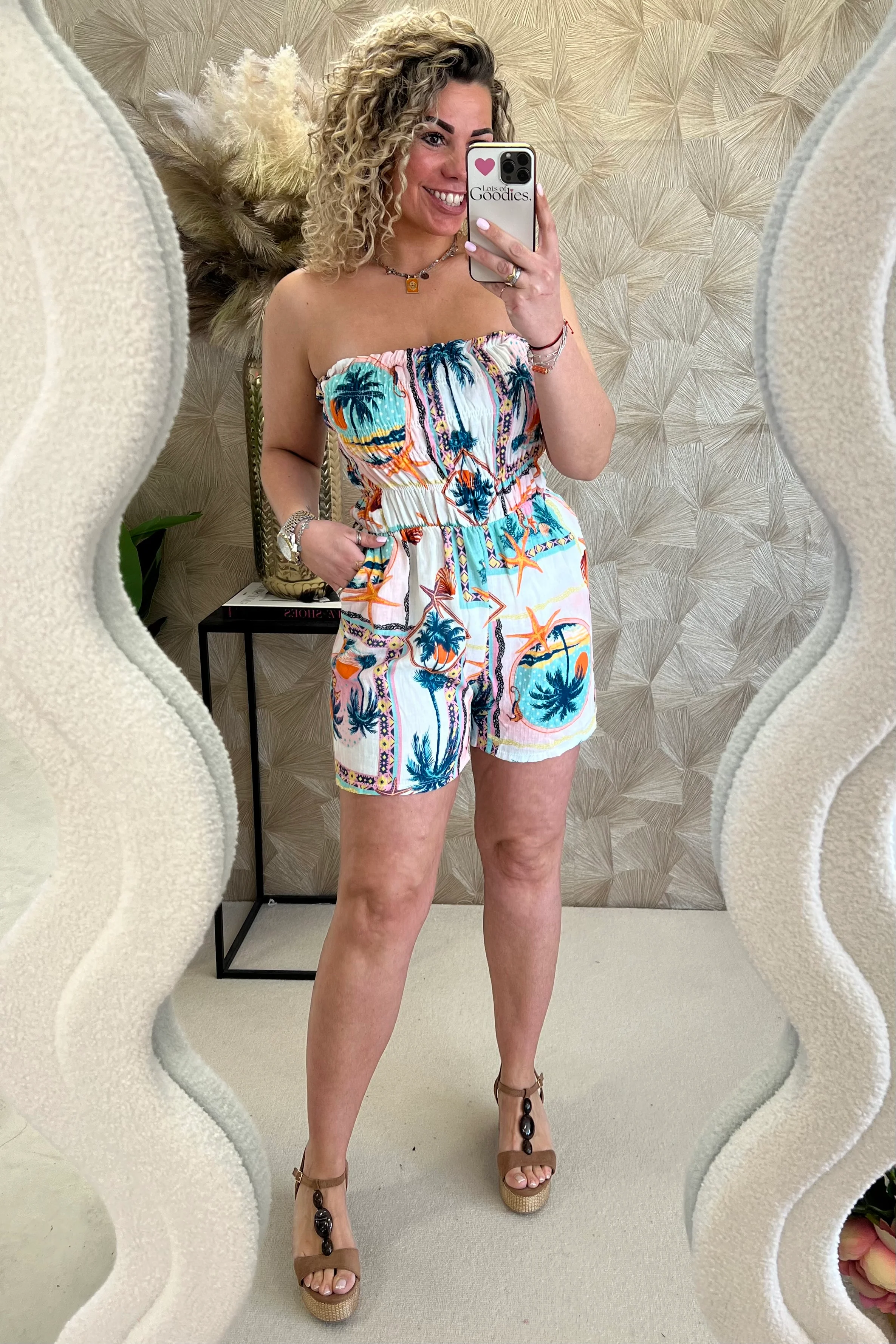 Strapless Summer Diamond Jumpsuit - Turquoise