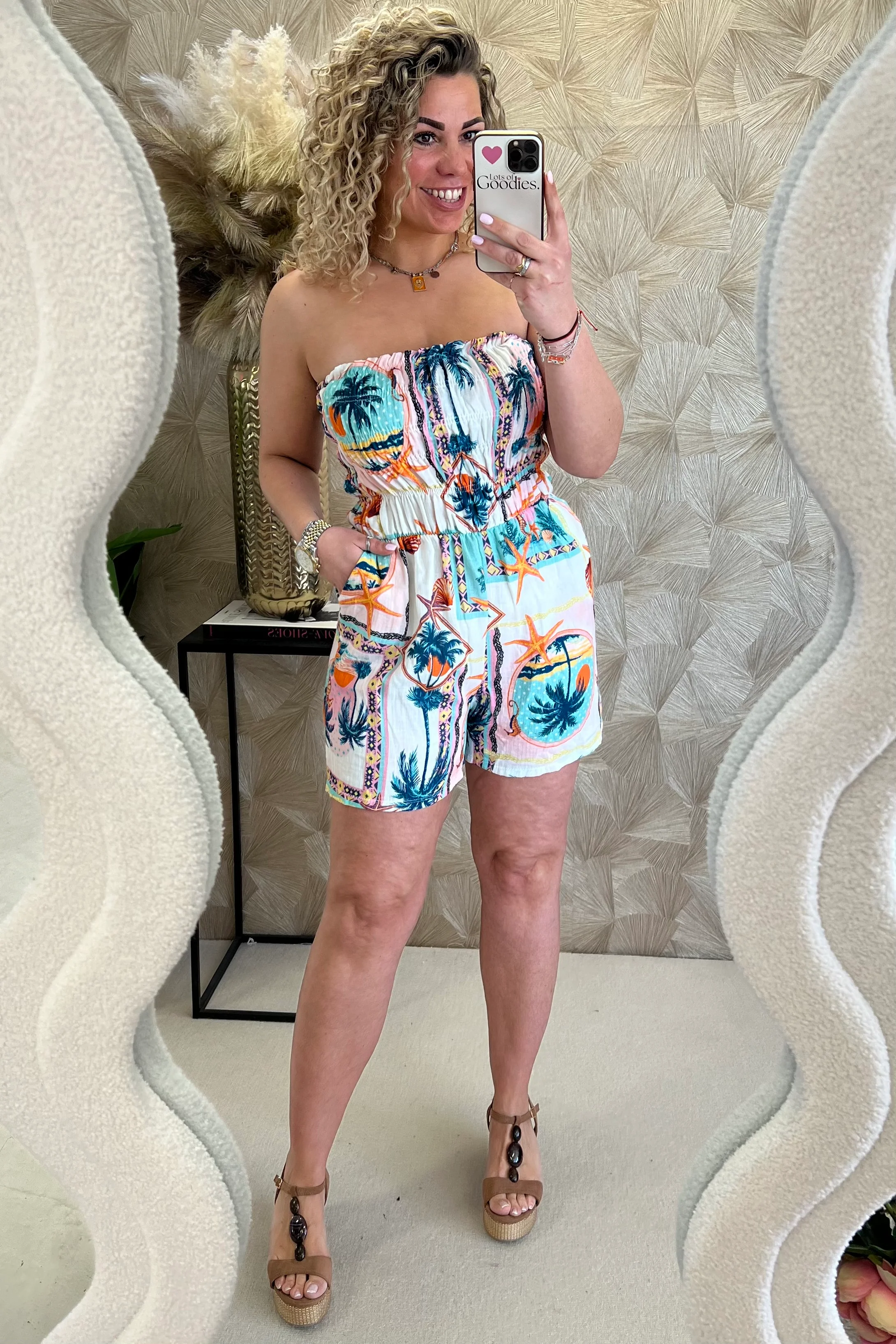 Strapless Summer Diamond Jumpsuit - Turquoise - Image 5