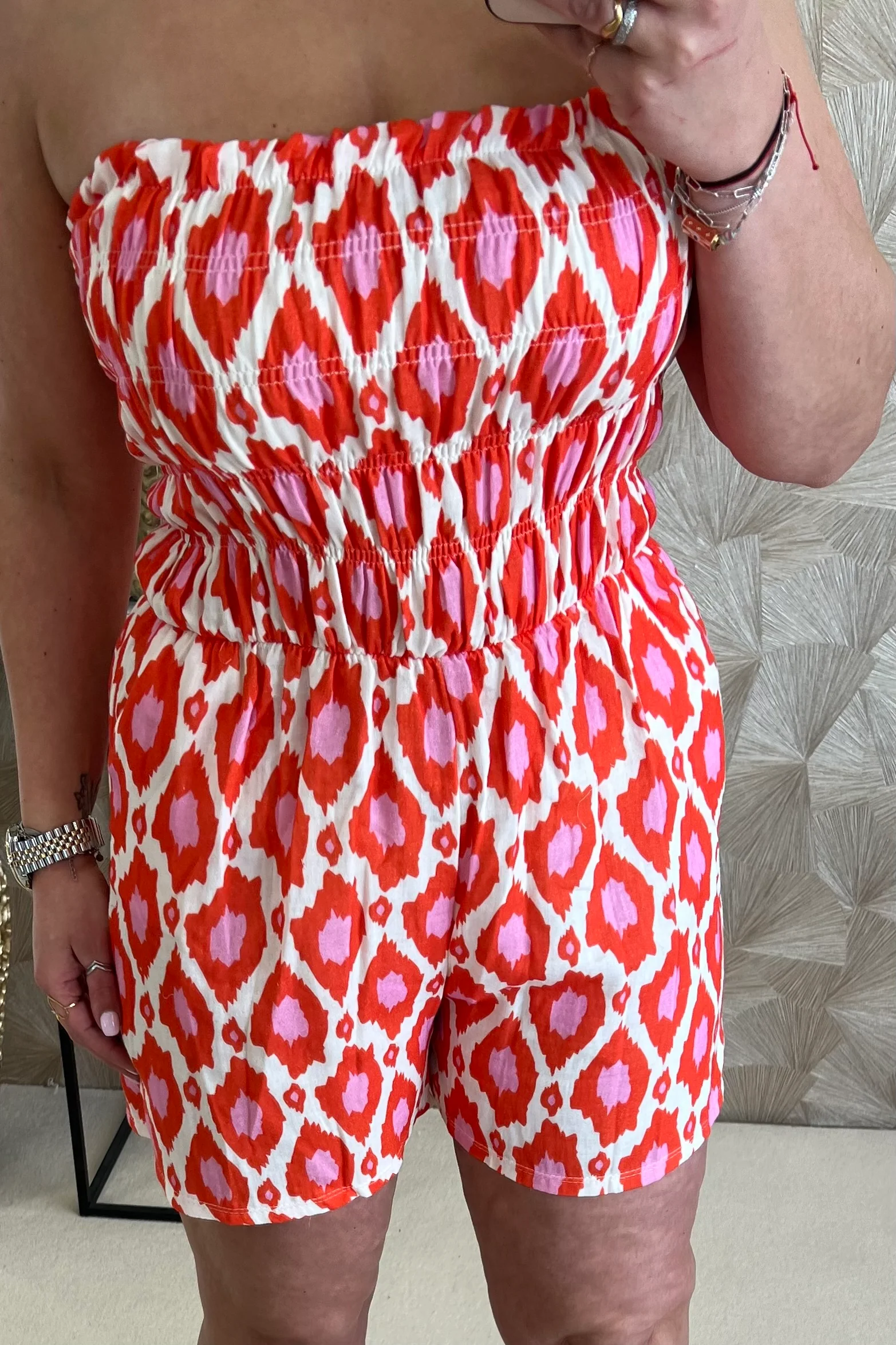 Strapless Summer Spots Jumpsuit - Red/Pink/White - Image 2