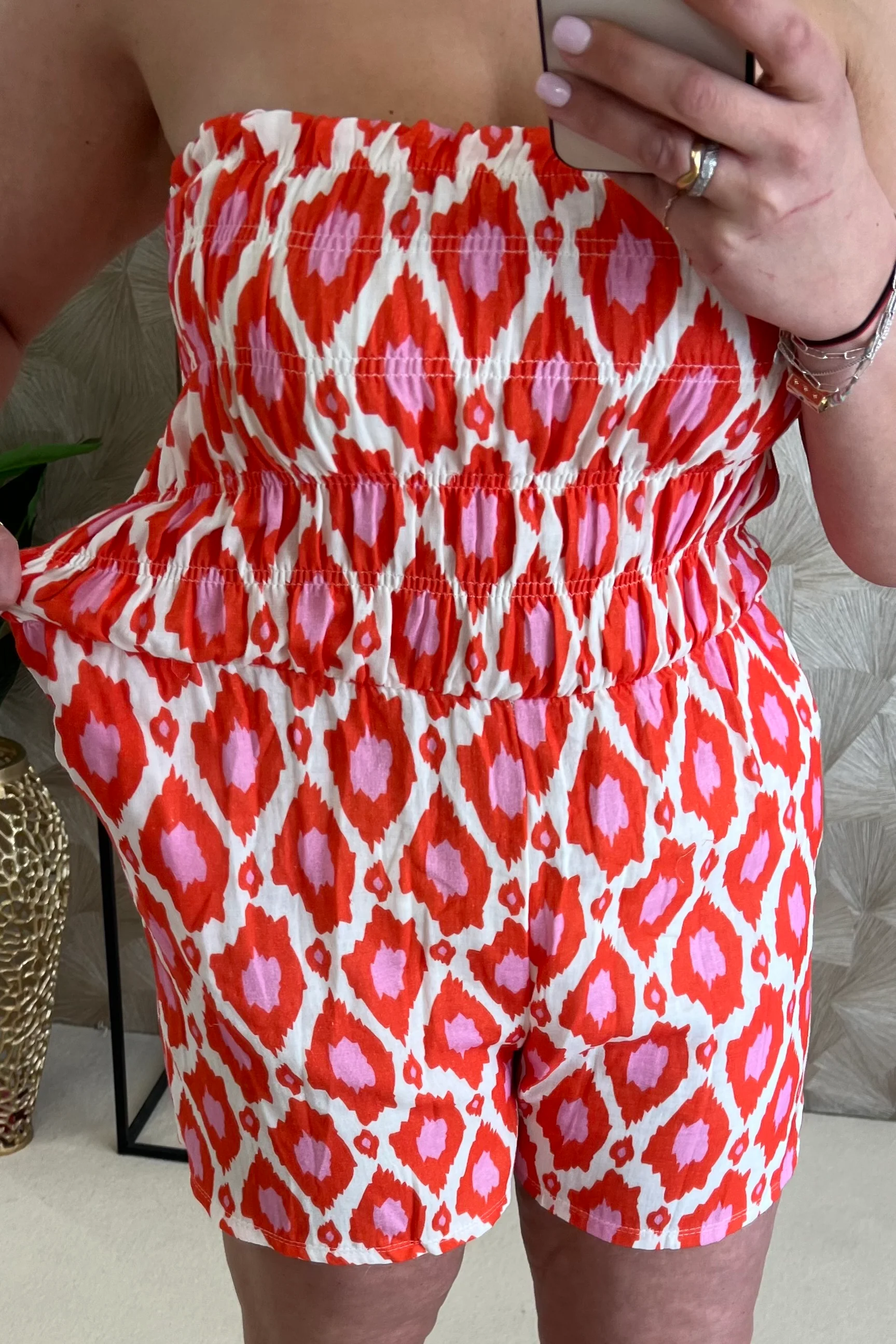 Strapless Summer Spots Jumpsuit - Red/Pink/White - Image 4