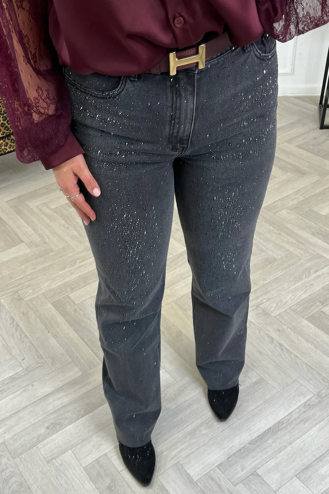Stretch Glitter Tall Jeans - Black - Image 2