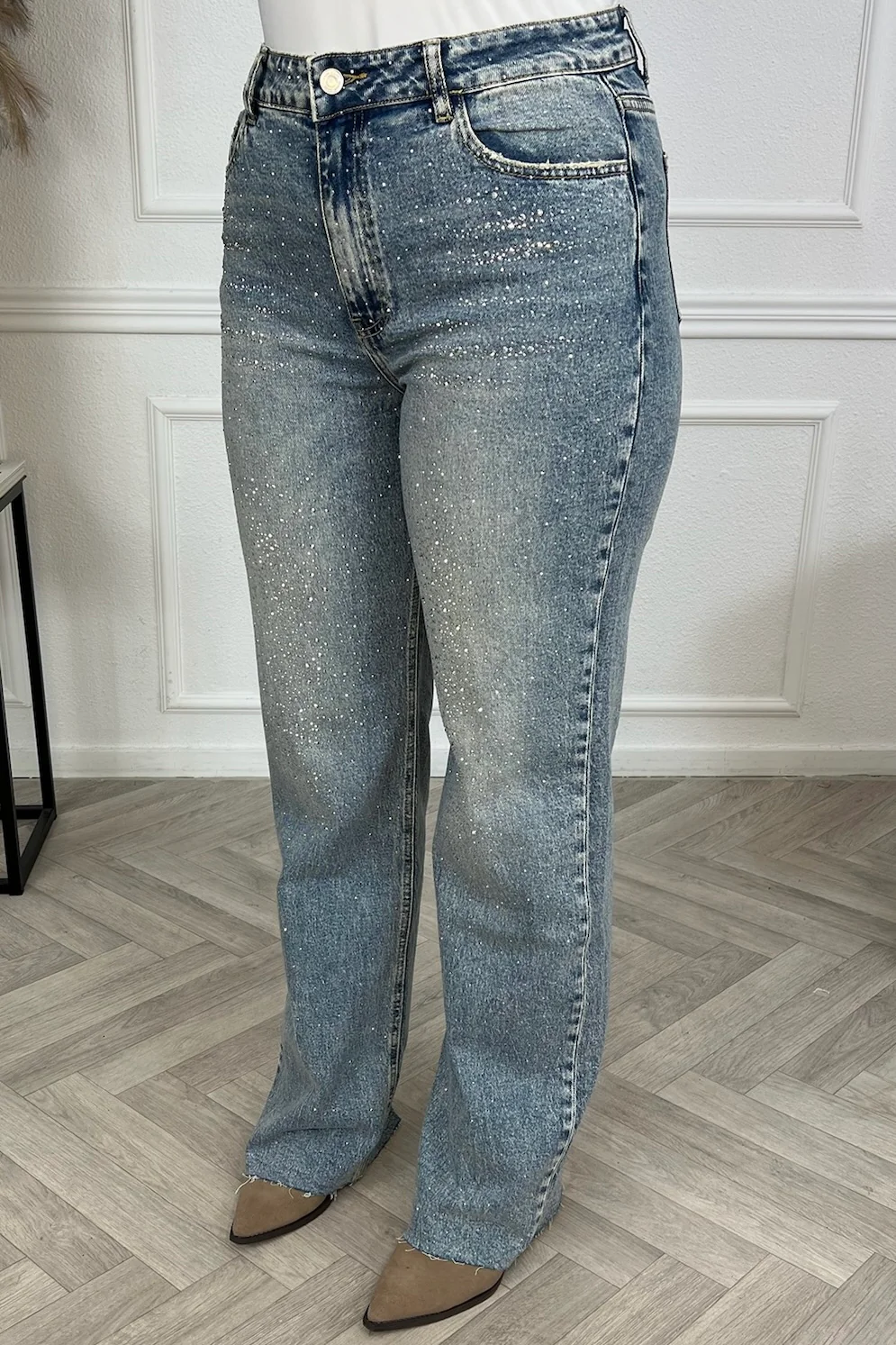 Stretch Glitter Tall Jeans - Denim Blue - Image 3