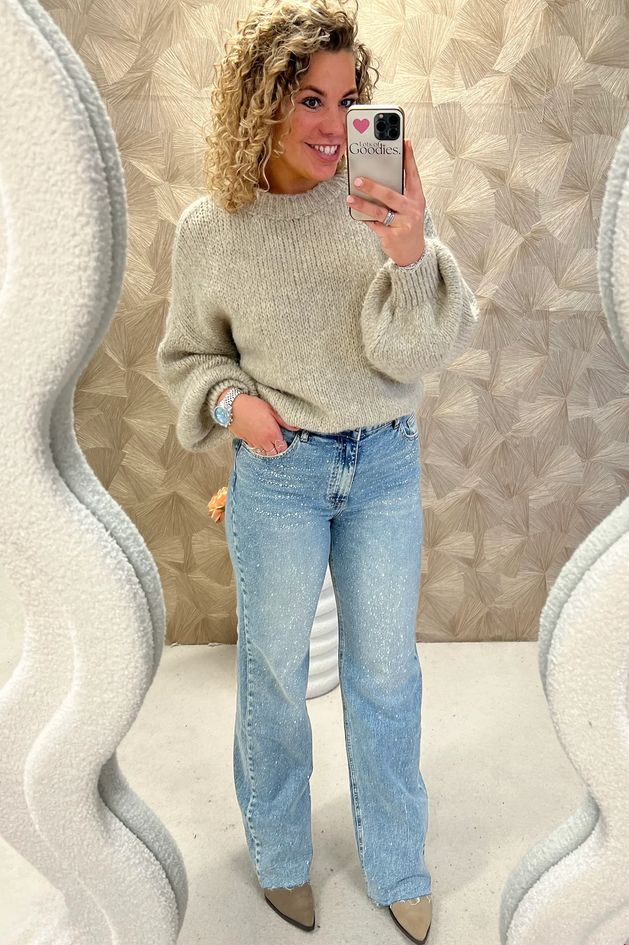 Stretch Glitter Tall Jeans - Denim Blue - Image 8
