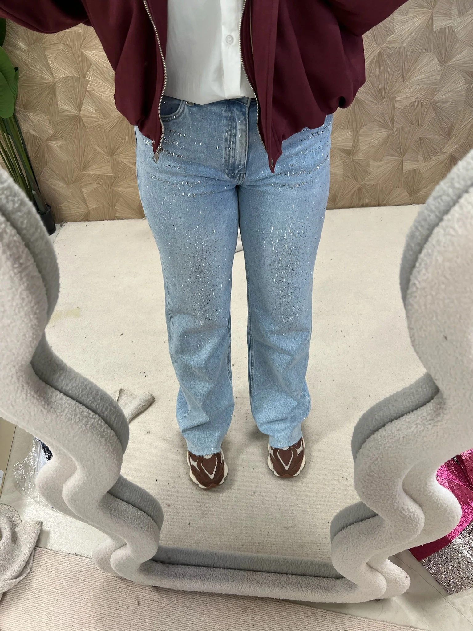 Stretch Glitter Tall Jeans - Light Blue - Image 2