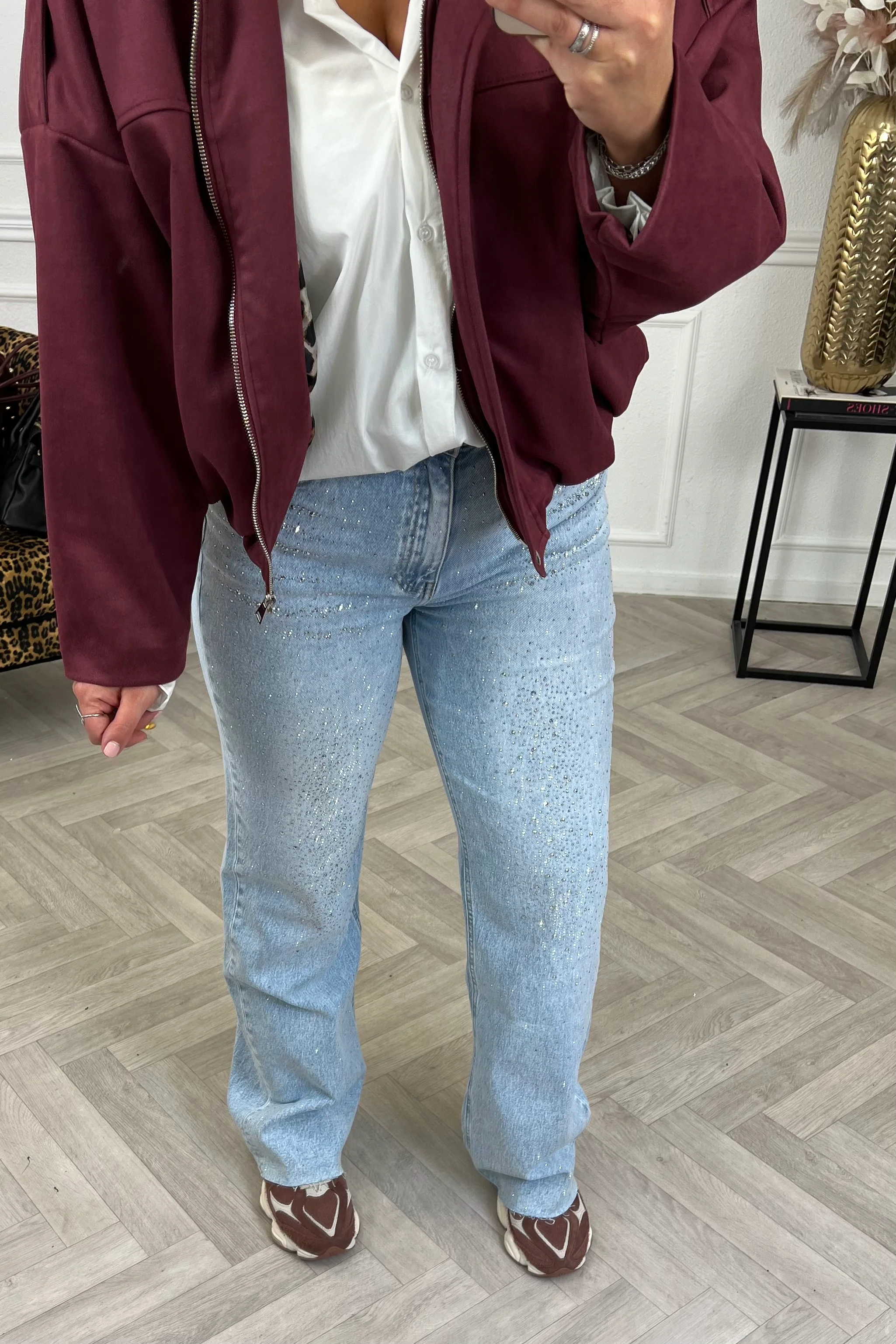 Stretch Glitter Tall Jeans - Light Blue - Image 9