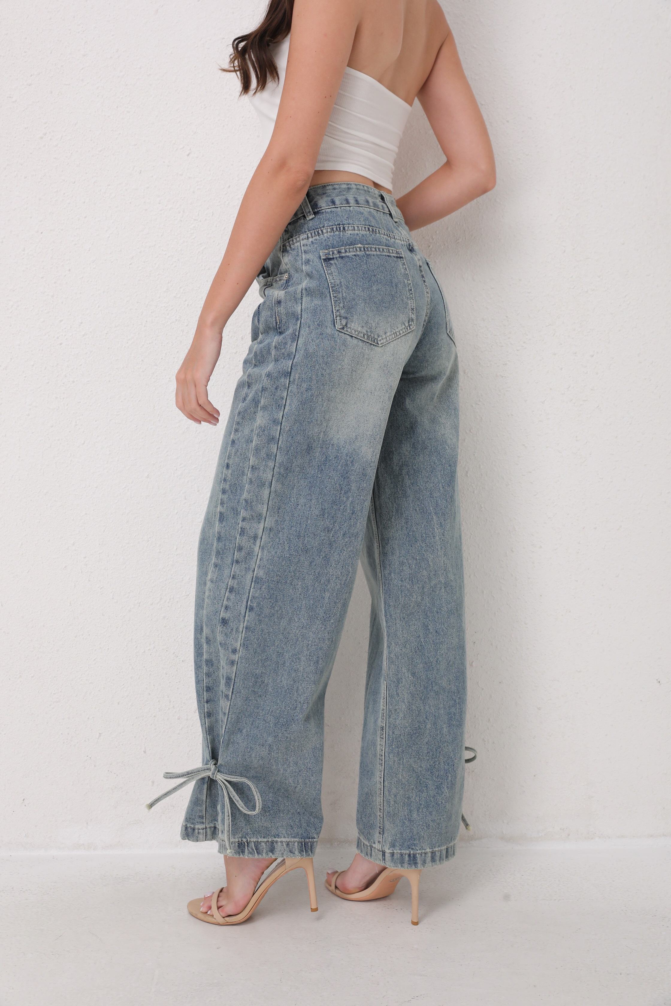 String Straight Leg Jeans - Vintage Blue - Image 4