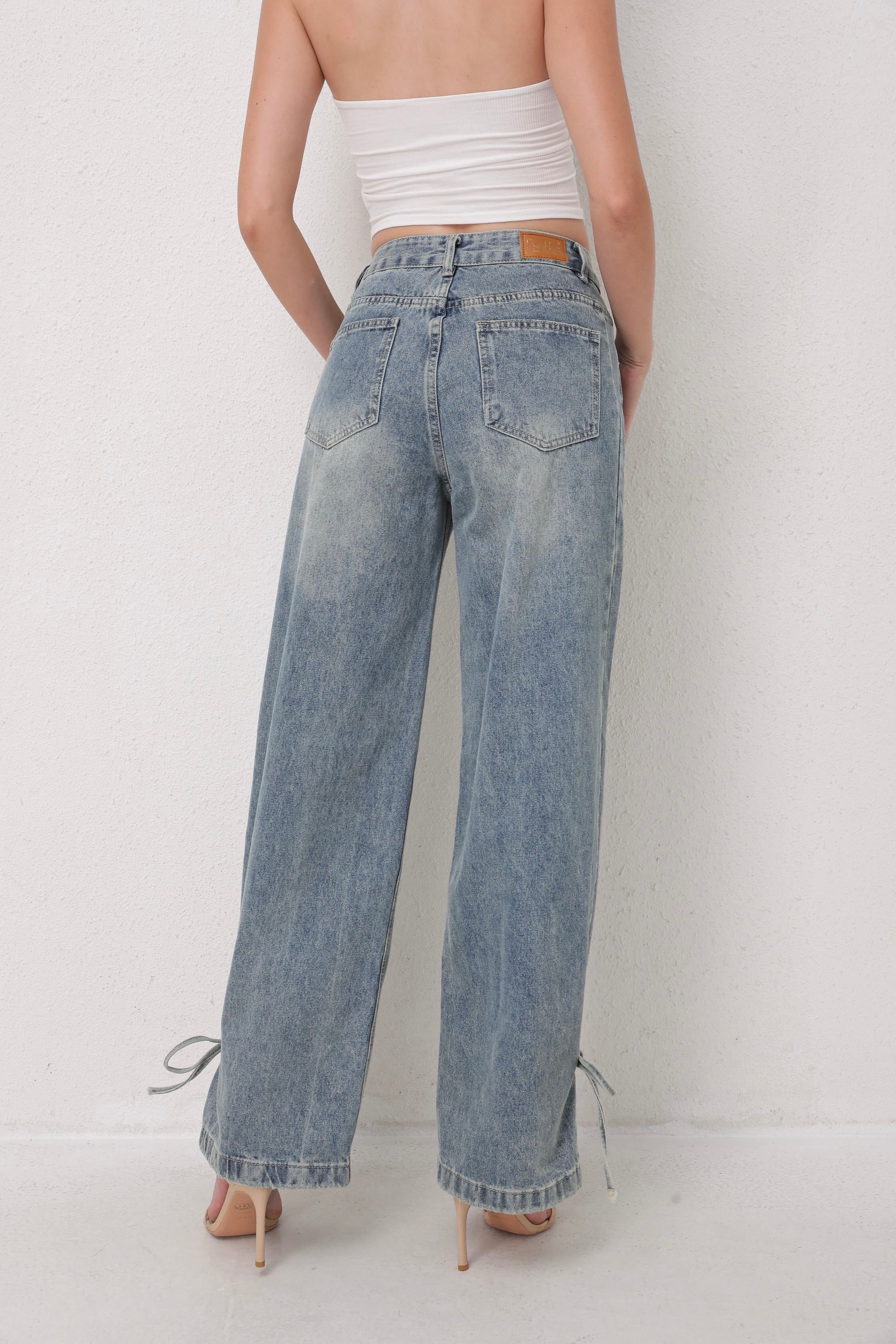 String Straight Leg Jeans - Vintage Blue - Image 5