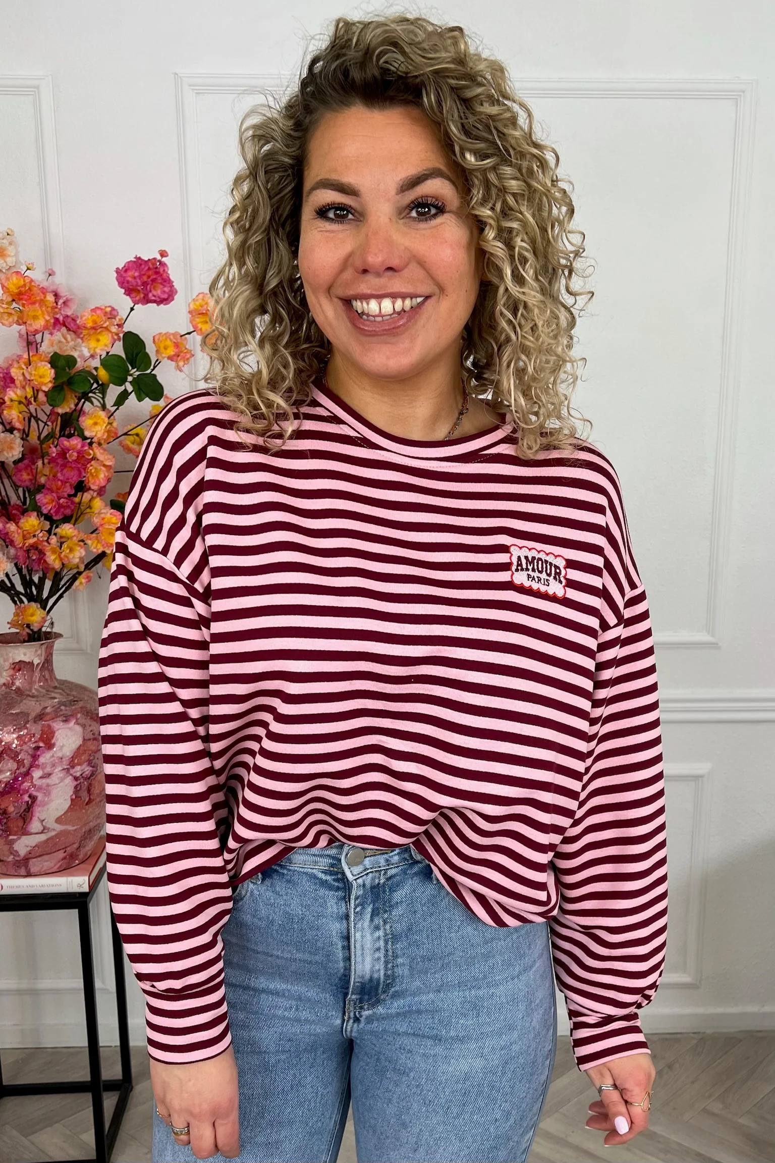 Striped Amour Shirt - Bordeaux/Pink - Image 4