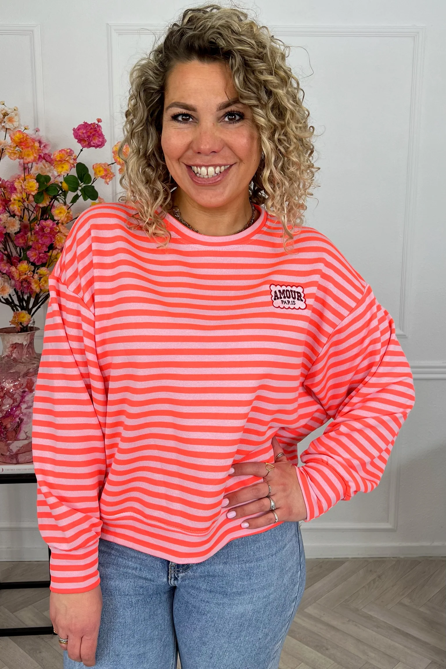 Striped Amour Shirt - Coral/Pink