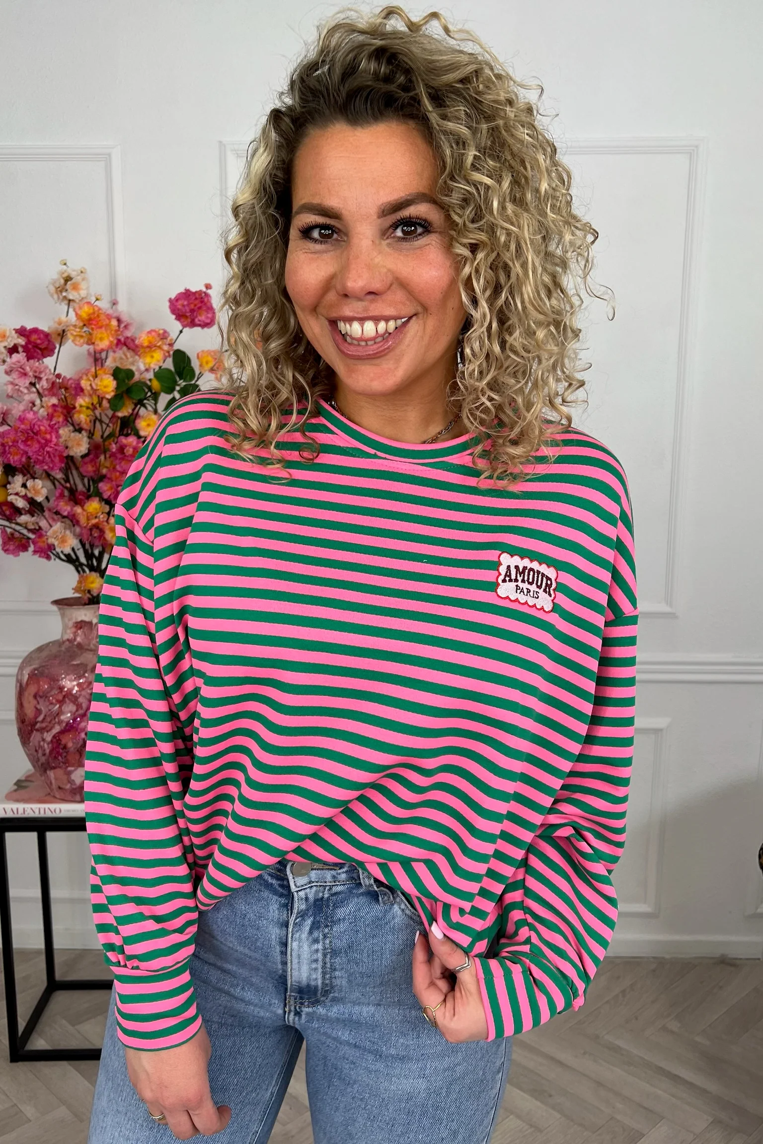 Striped Amour Shirt - Fuchsia/Green