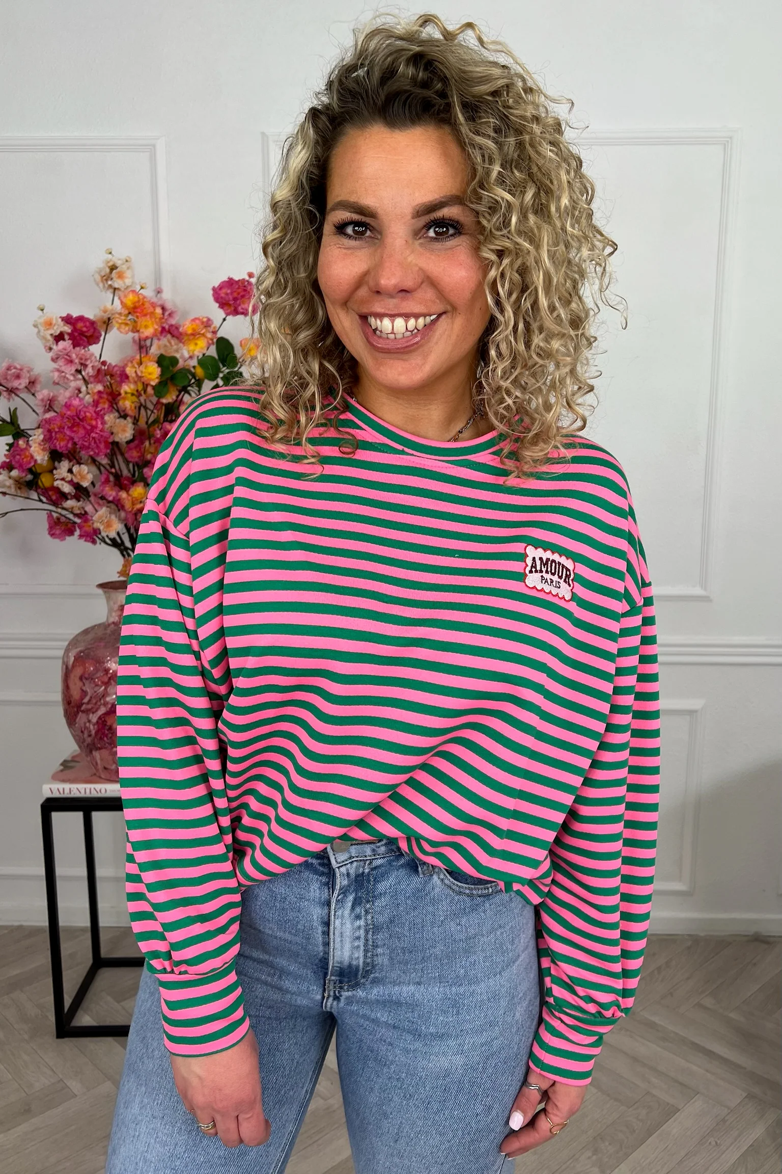 Striped Amour Shirt - Fuchsia/Green - Image 3