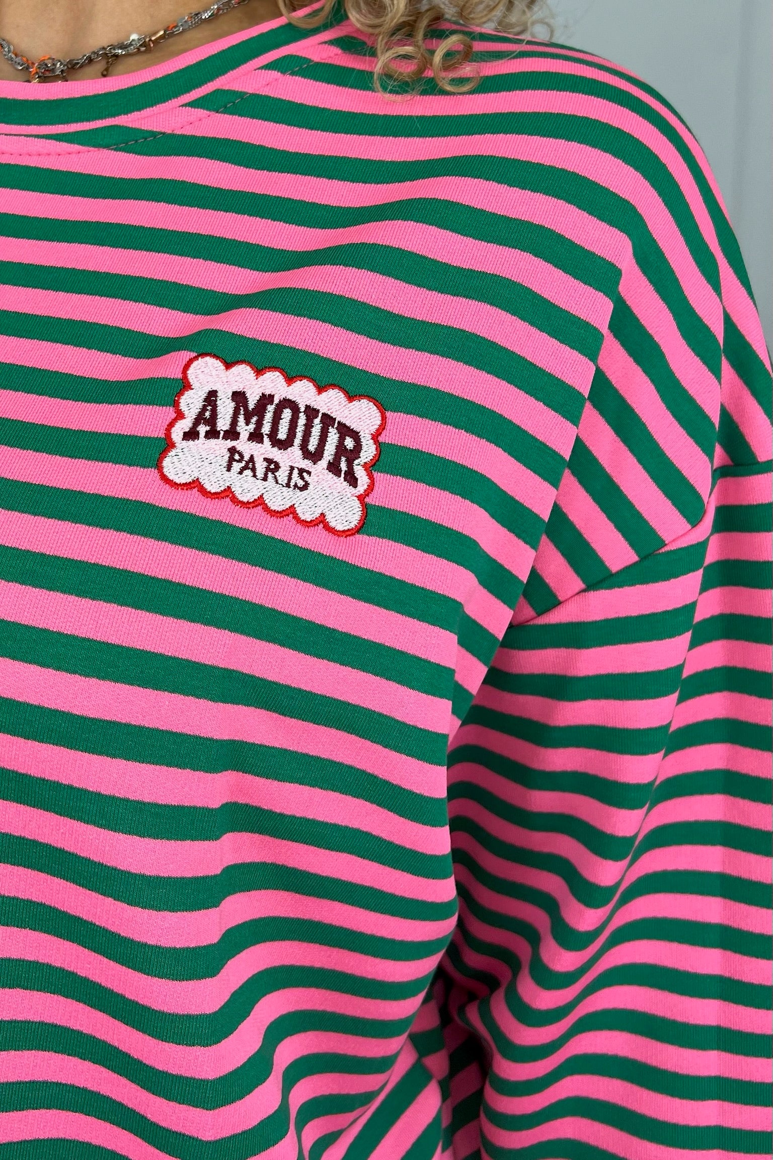 Striped Amour Shirt - Fuchsia/Green - Image 4