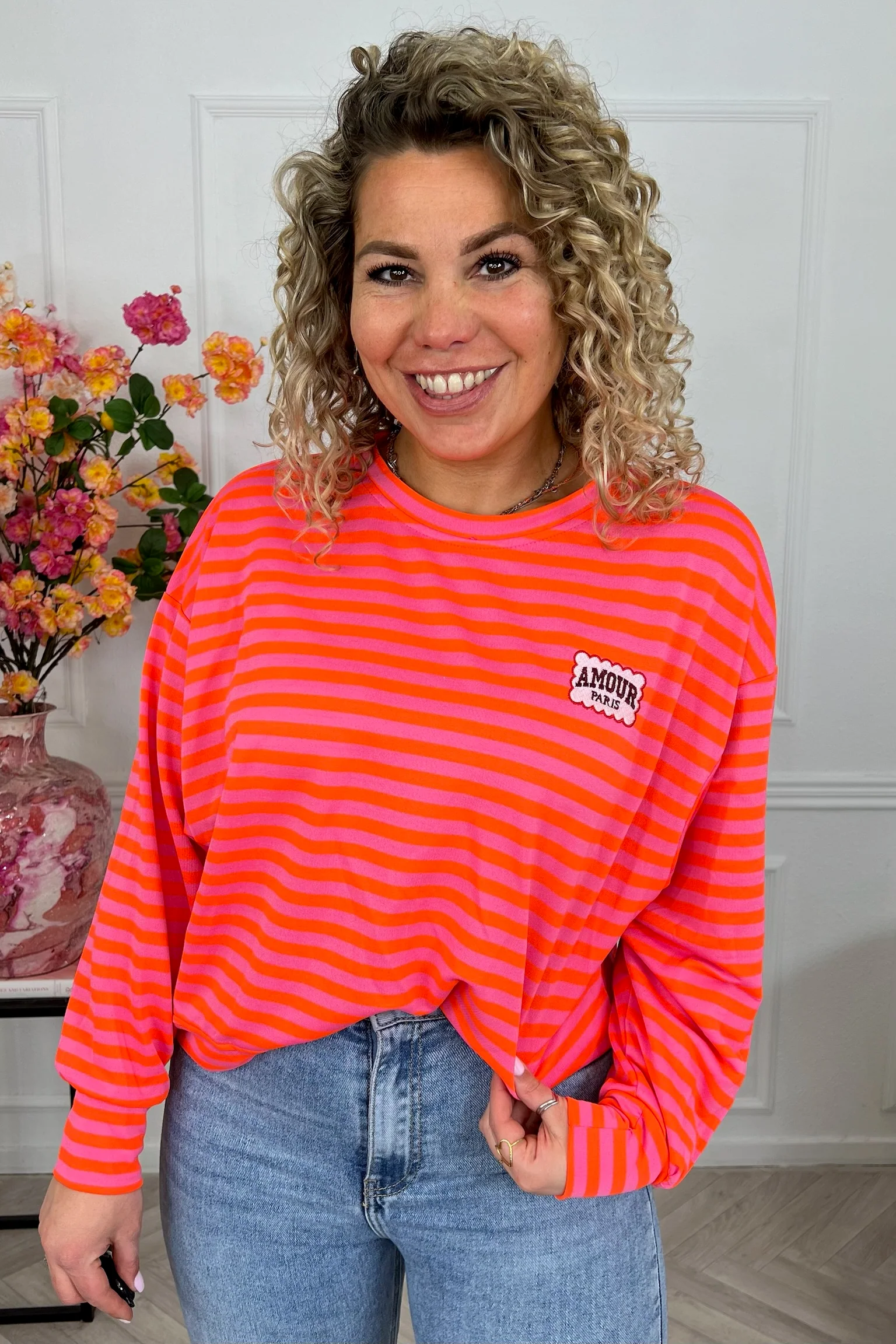 Striped Amour Shirt - Orange/Fuchsia
