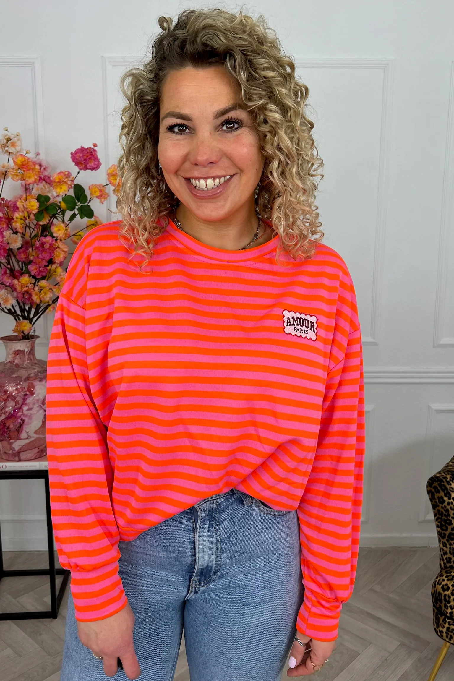 Striped Amour Shirt - Orange/Fuchsia - Image 2