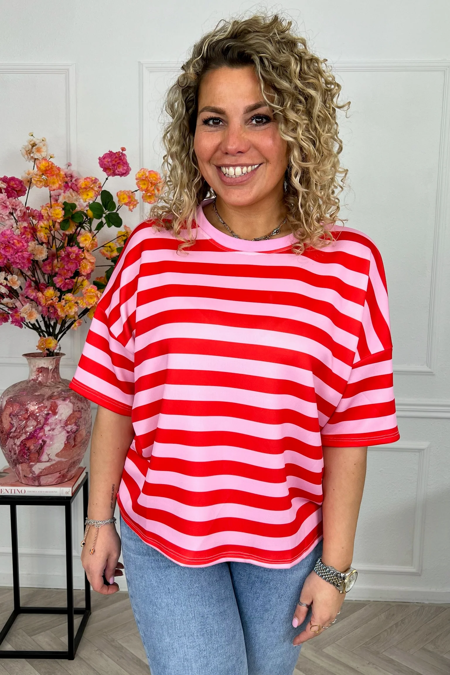 Striped Spring Shirt - Red/Light Pink - Image 4
