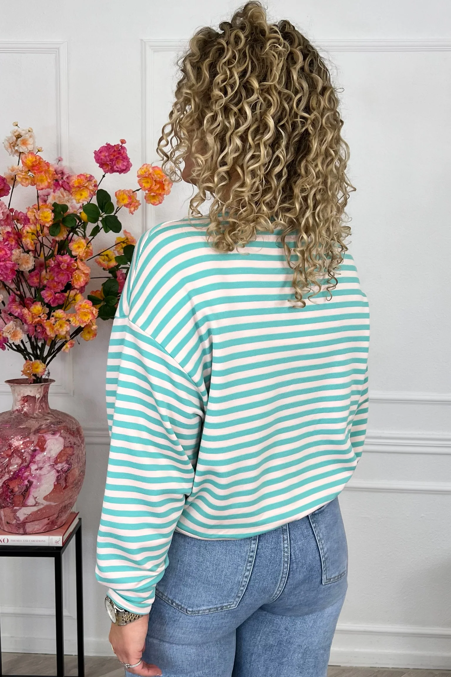 Striped Amour Shirt - Turquoise/Light Pink - Image 3