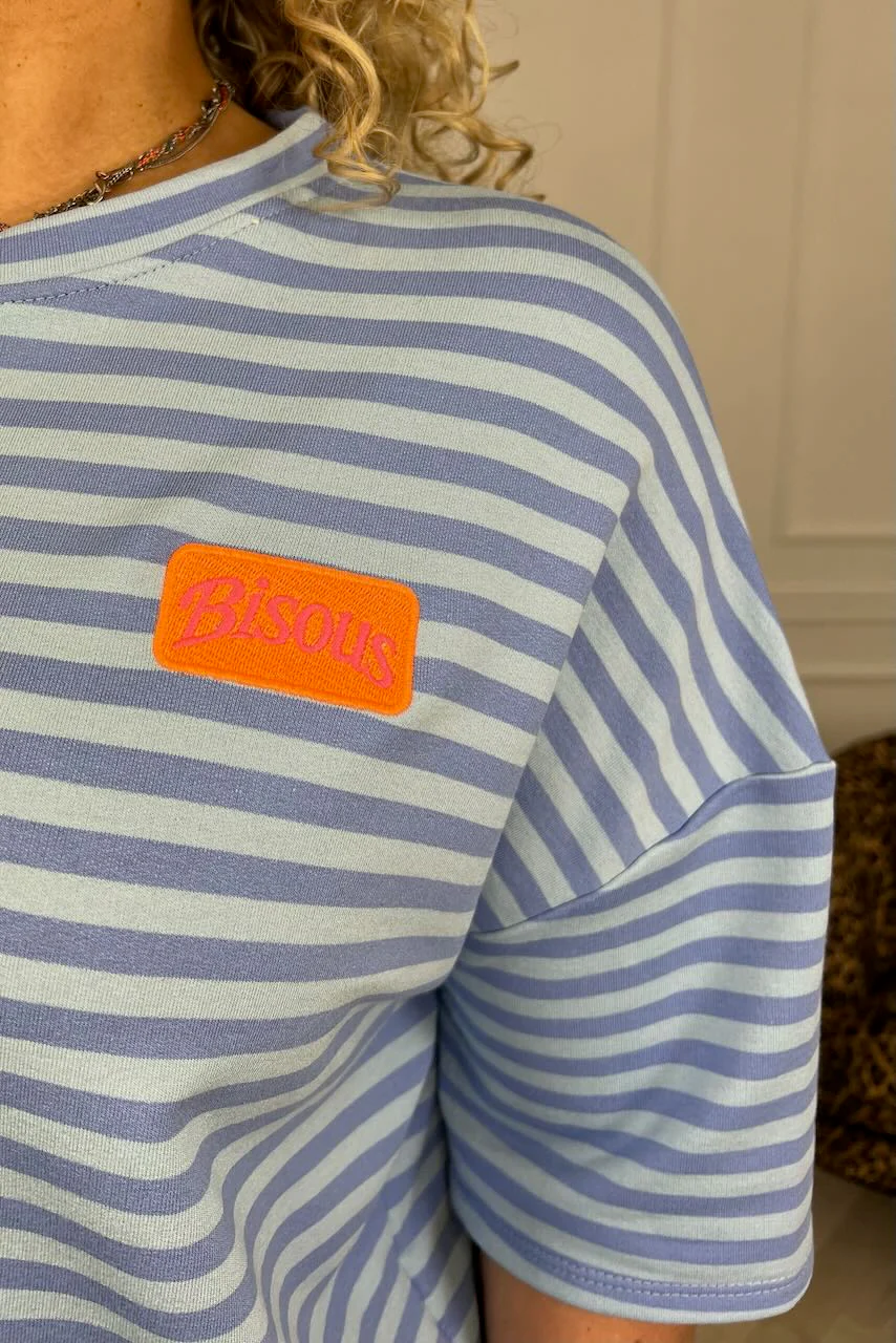 Striped Bisous Shirt - Light Blue/Blue - Image 4