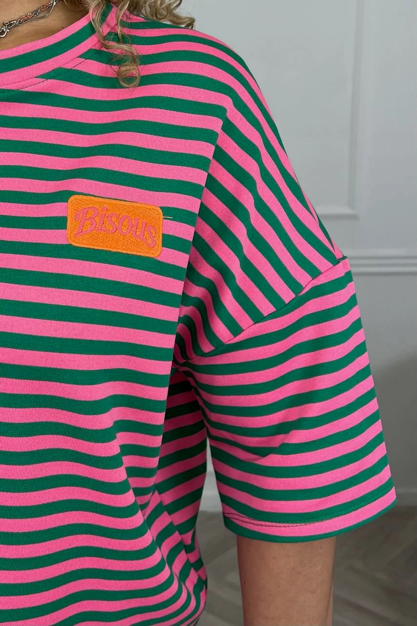 Striped Bisous Shirt - Pink/Green - Image 5