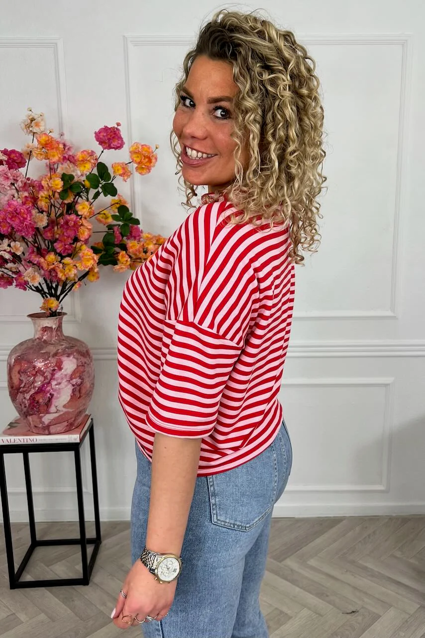 Striped Bisous Shirt - Pink/Red - Image 3