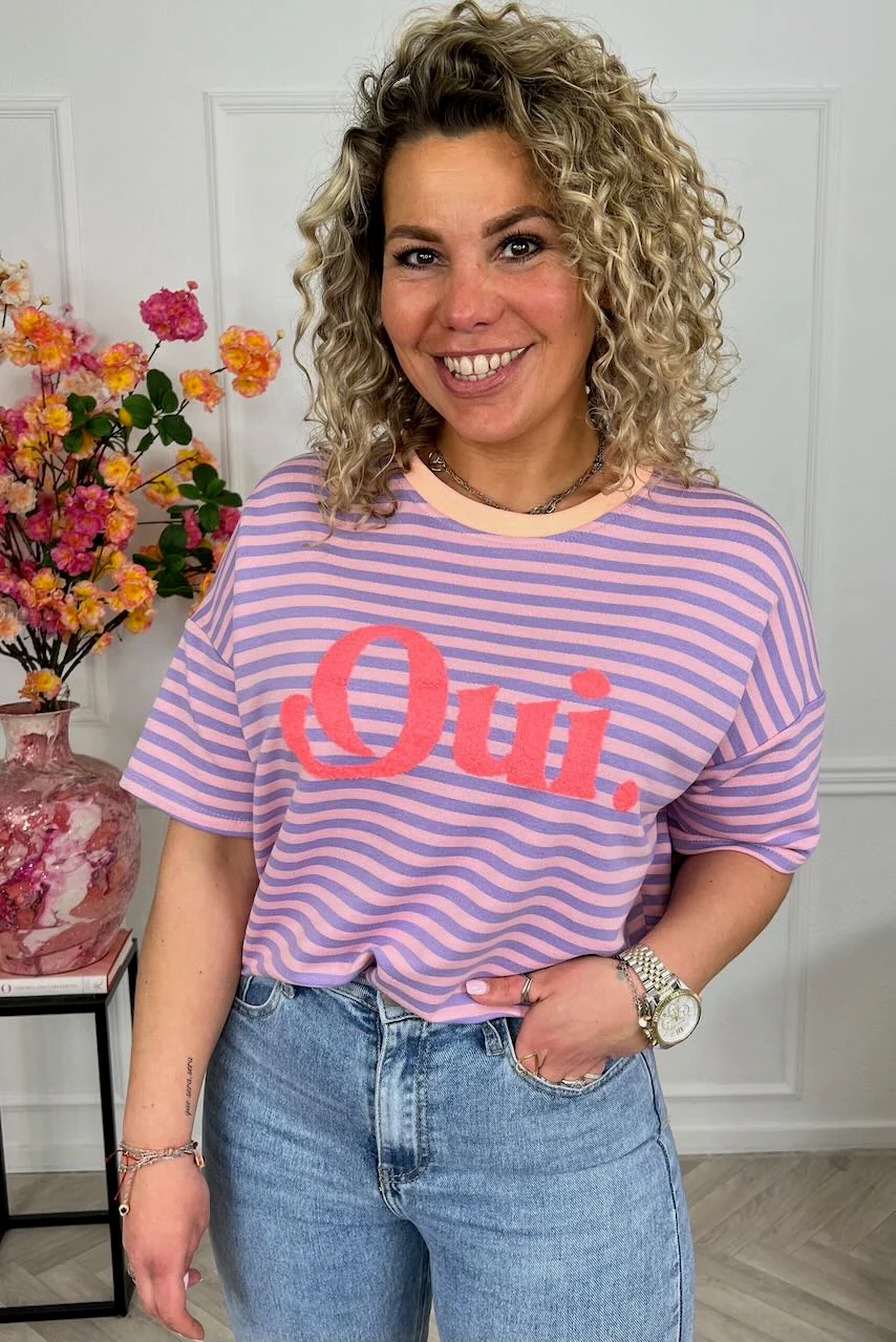 Striped Oui Shirt - Lila/Light Pink