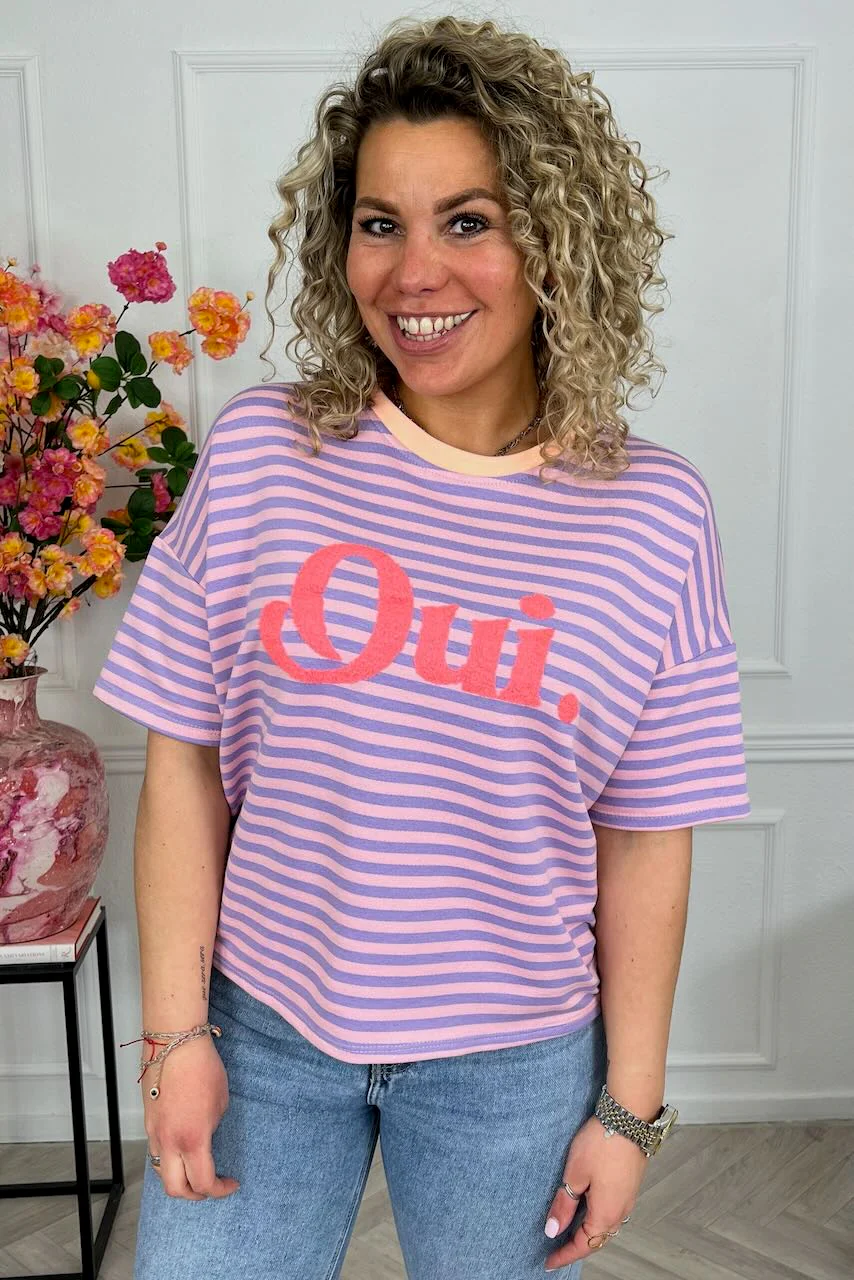 Striped Oui Shirt - Lila/Light Pink - Image 2