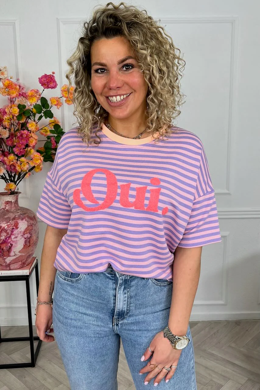Striped Oui Shirt - Lila/Light Pink - Image 3