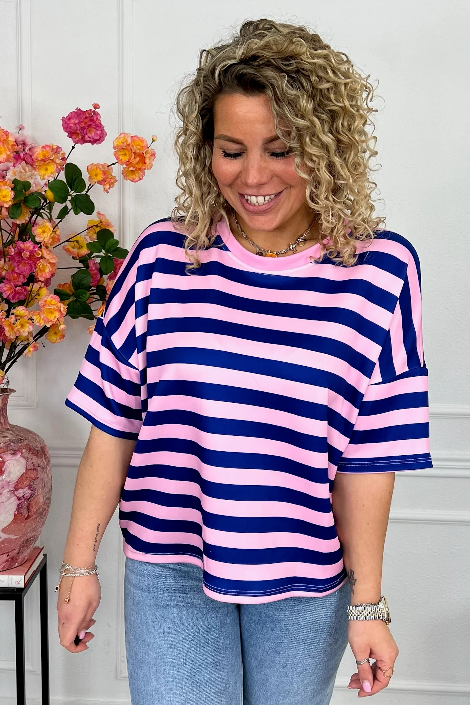 Striped Spring Shirt - Blue/Light Pink