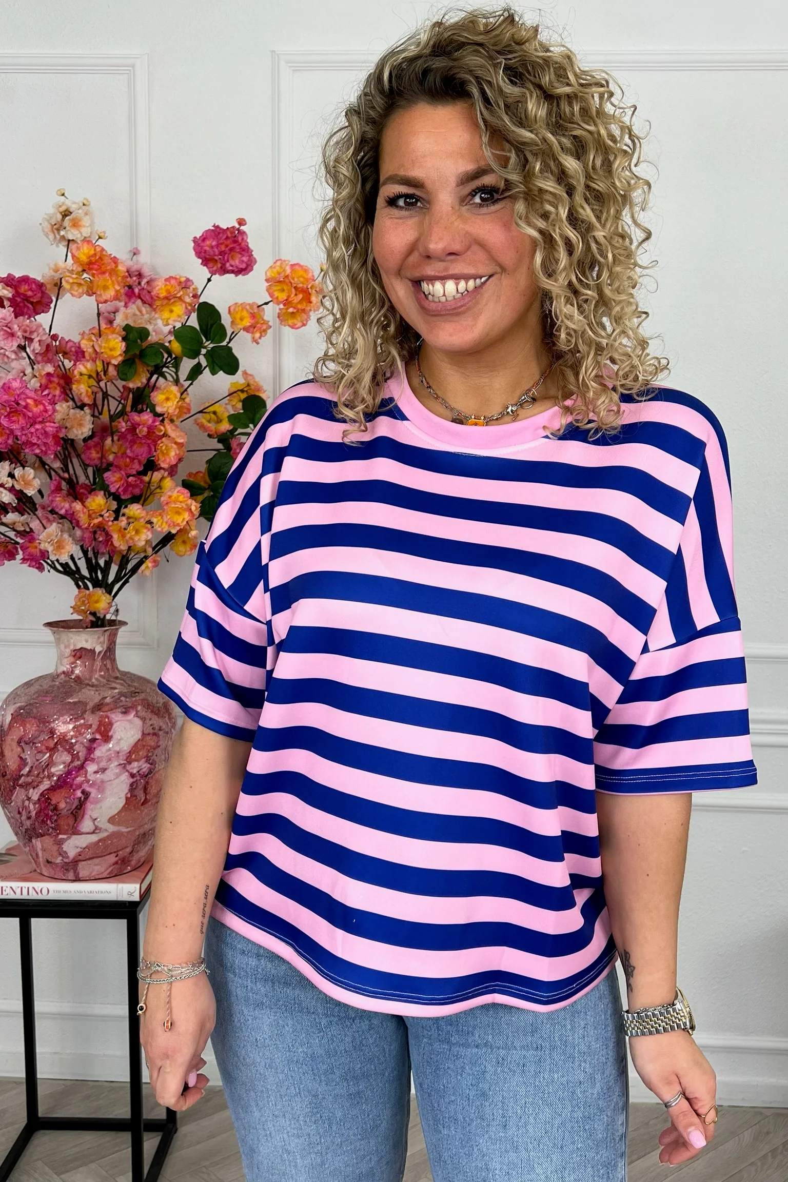 Striped Spring Shirt - Blue/Light Pink - Image 2