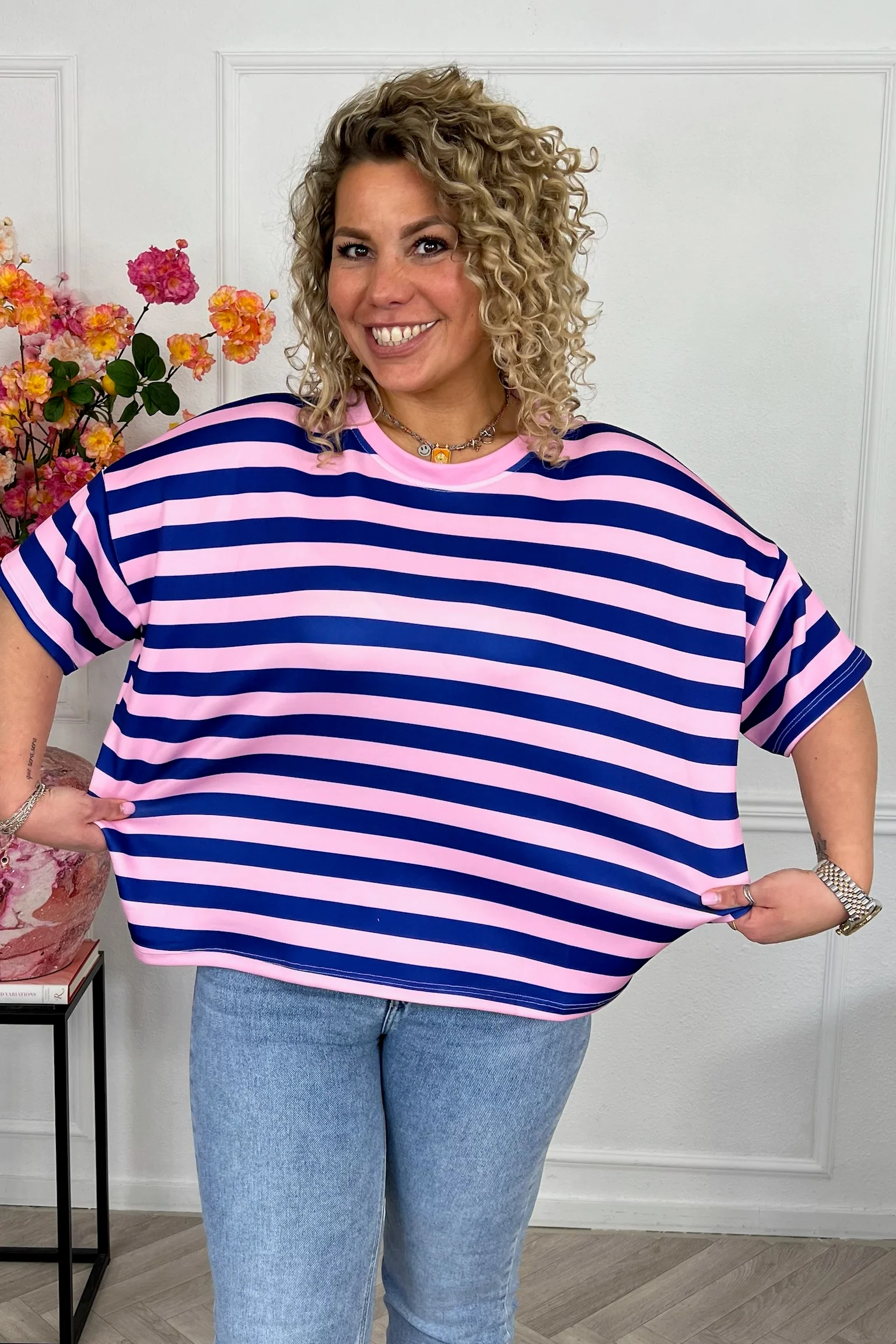 Striped Spring Shirt - Blue/Light Pink - Image 4