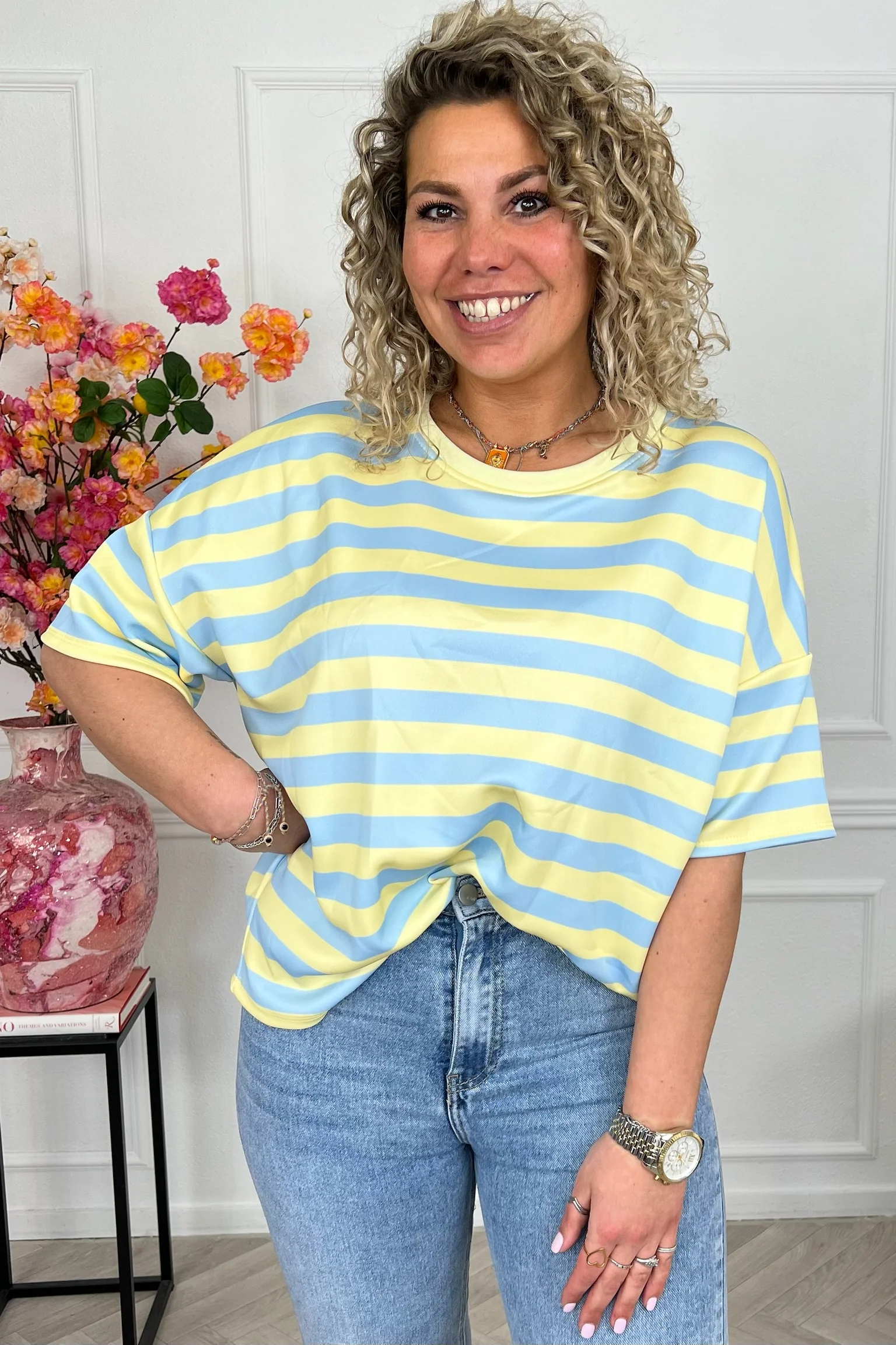 Striped Spring Shirt - Light Blue/Yellow - Image 5