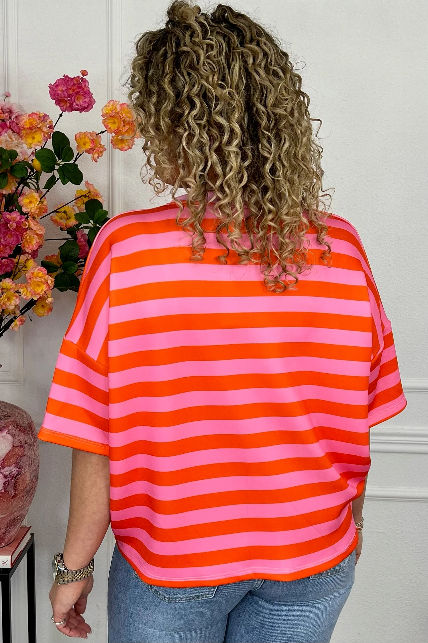 Striped Spring Shirt - Orange/Light Pink - Image 3