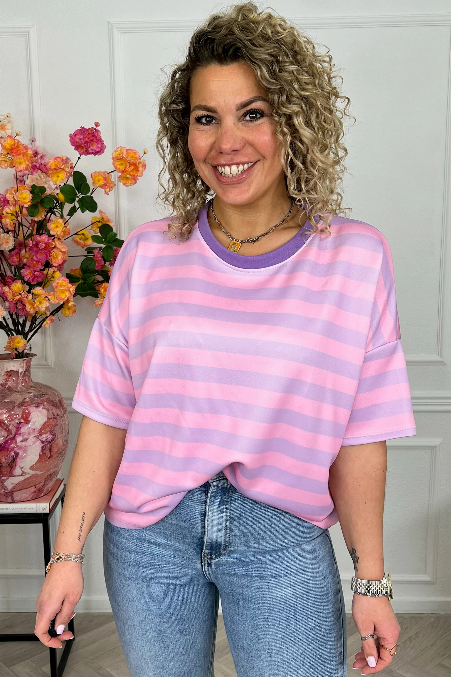 Striped Spring Shirt - Pink/Lila
